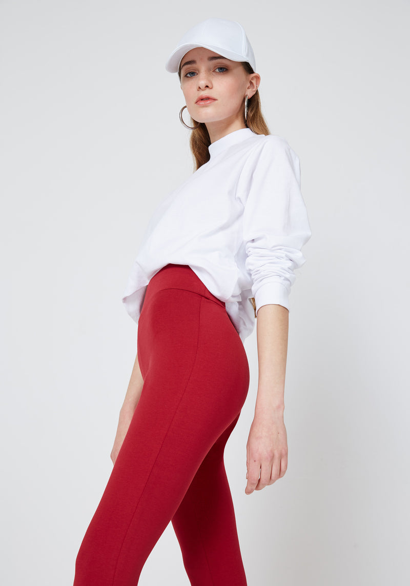 fasheon Red Classic High Waisted Leggings