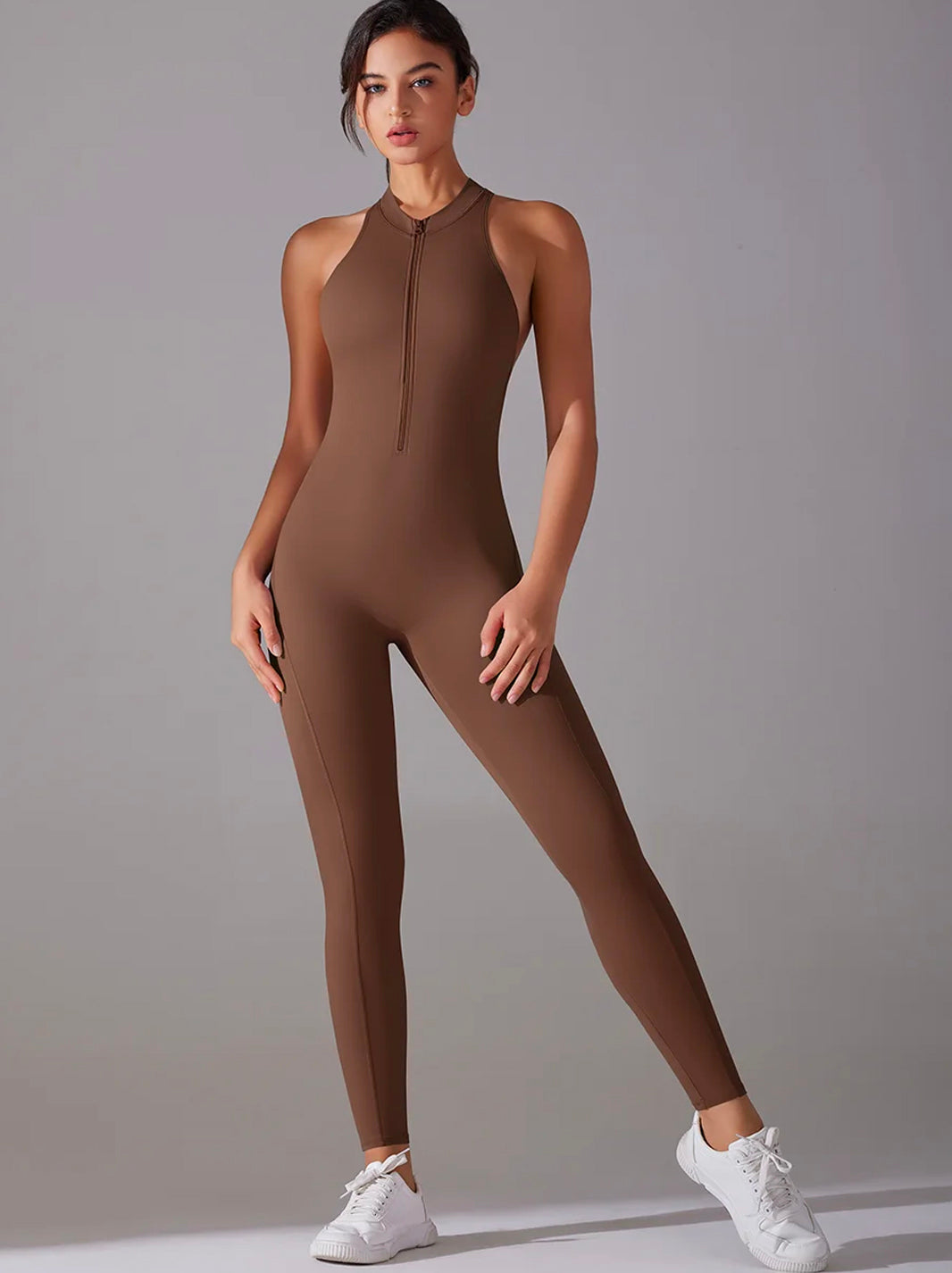 Dark Grey Tummy Control Butt Lifting Ruched Back Detail Shapewear Jumpsuit