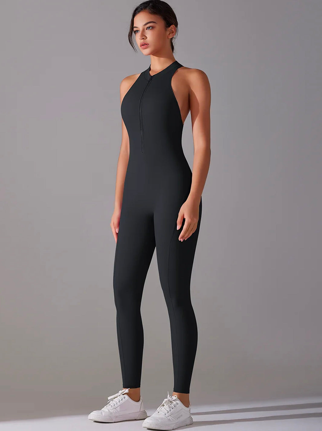 Dark Grey Tummy Control Butt Lifting Ruched Back Detail Shapewear Jumpsuit