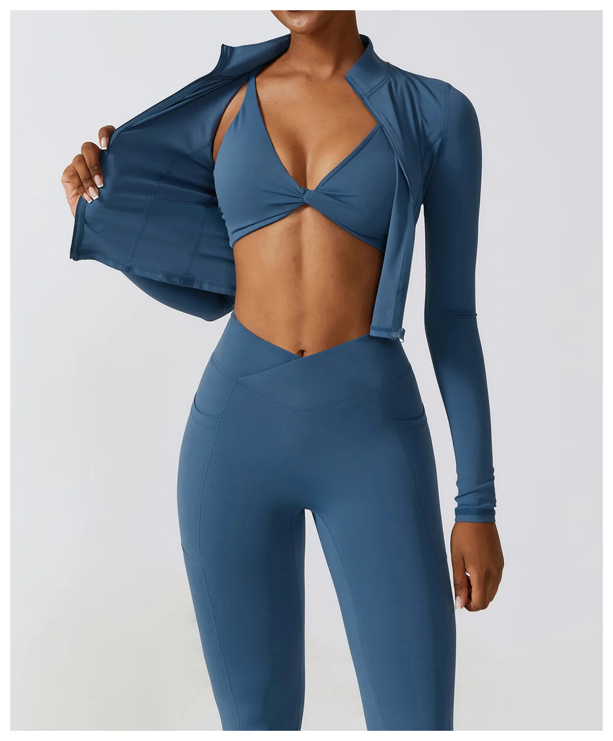 Women's Zip-Up Long Sleeve Sports Top – Slim Fit Workout Jacket