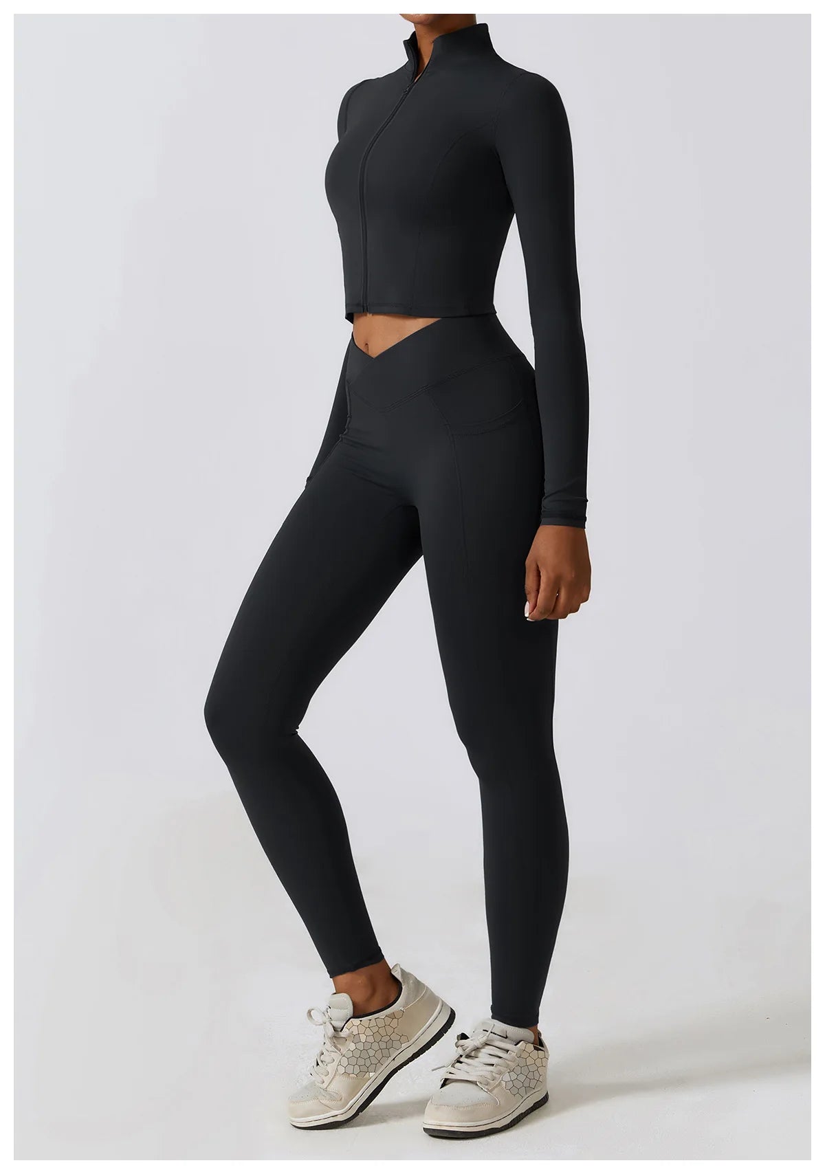 Women's Zip-Up Long Sleeve Sports Top – Slim Fit Workout Jacket