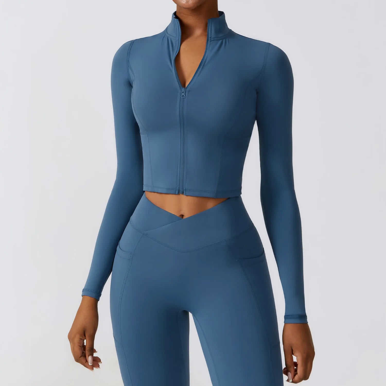 Women's Zip-Up Long Sleeve Sports Top – Slim Fit Workout Jacket