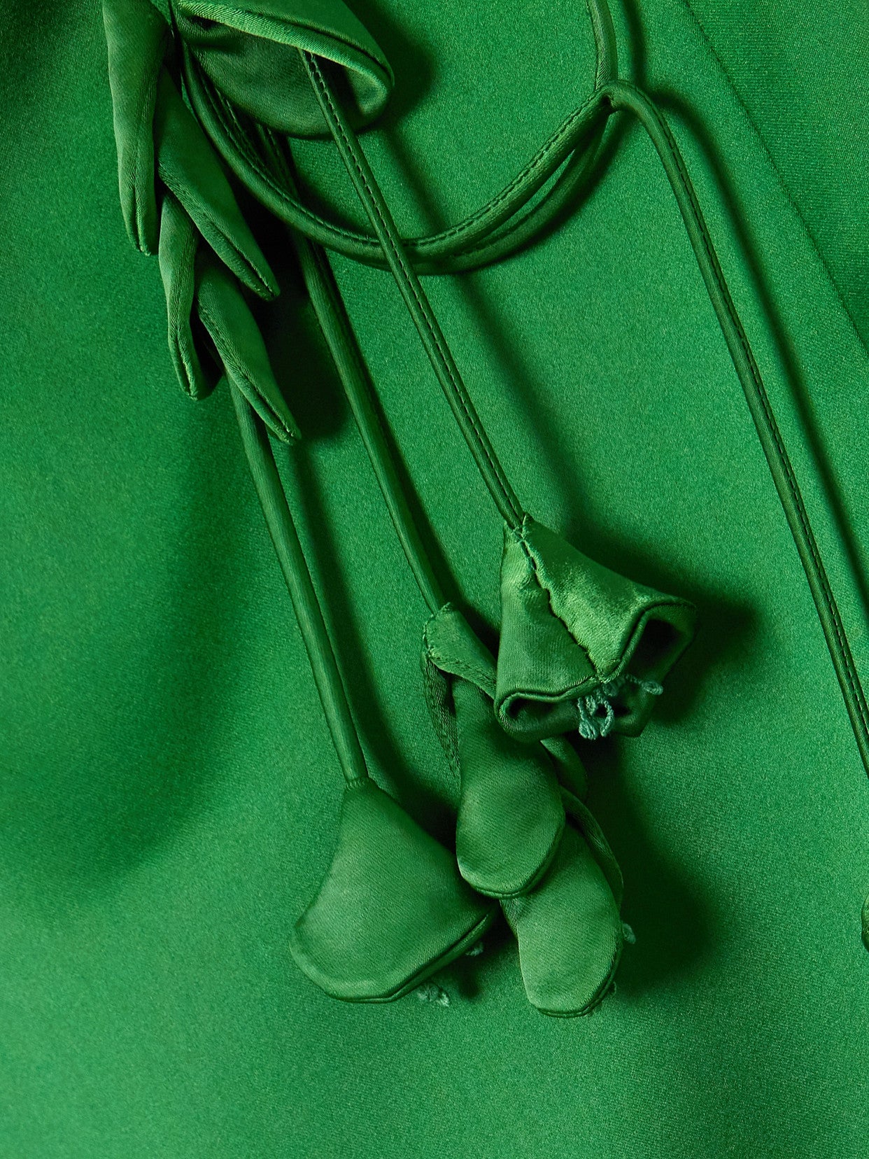 Self-Portrait - Appliquéd Satin Mini Dress - Green