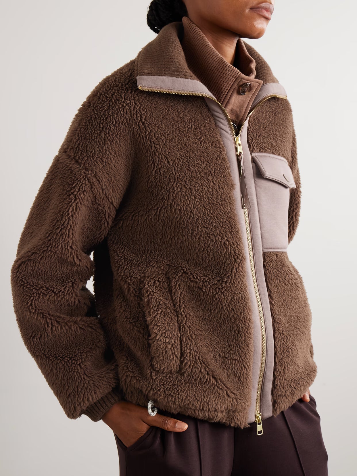 Varley - Lowell Doublesoft-trimmed Fleece Jacket - Brown