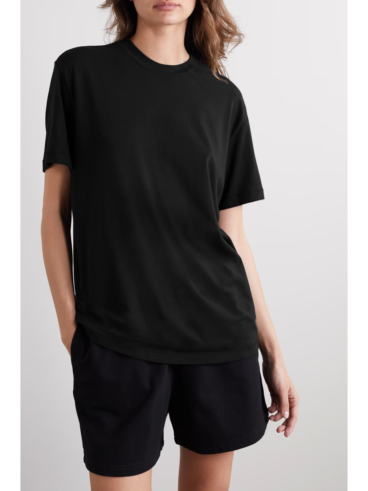 SKIMS - Boyfriend Stretch-modal And Cotton-blend Jersey T-shirt - Onyx