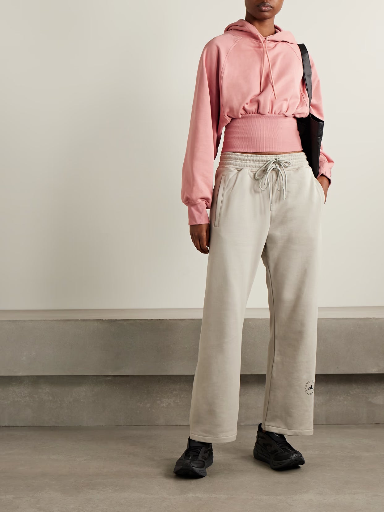adidas by Stella McCartney - Cropped Organic Cotton-jersey Hoodie - Pink