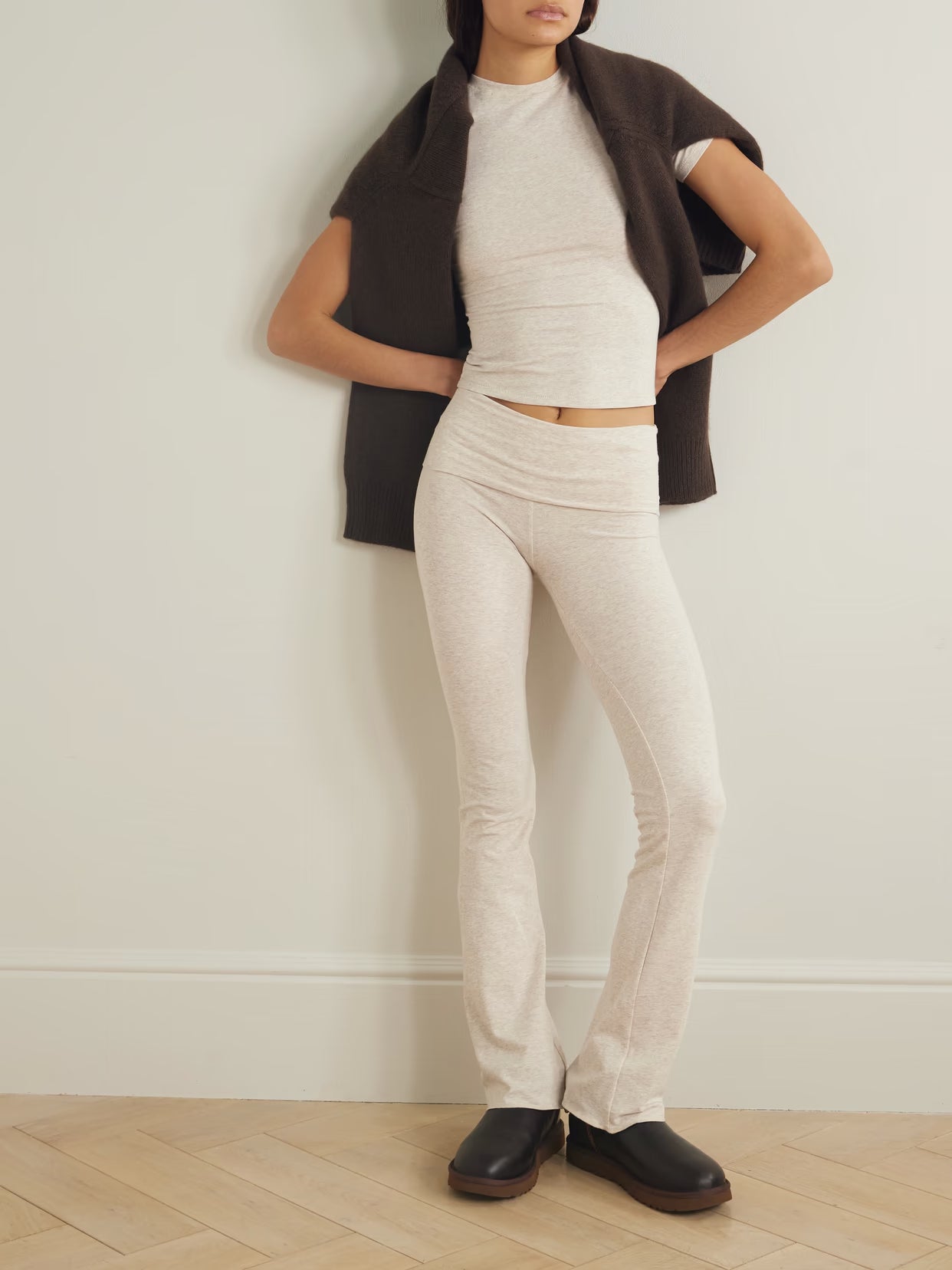 SKIMS - Stretch-cotton Jersey Foldover Pants - Neutral