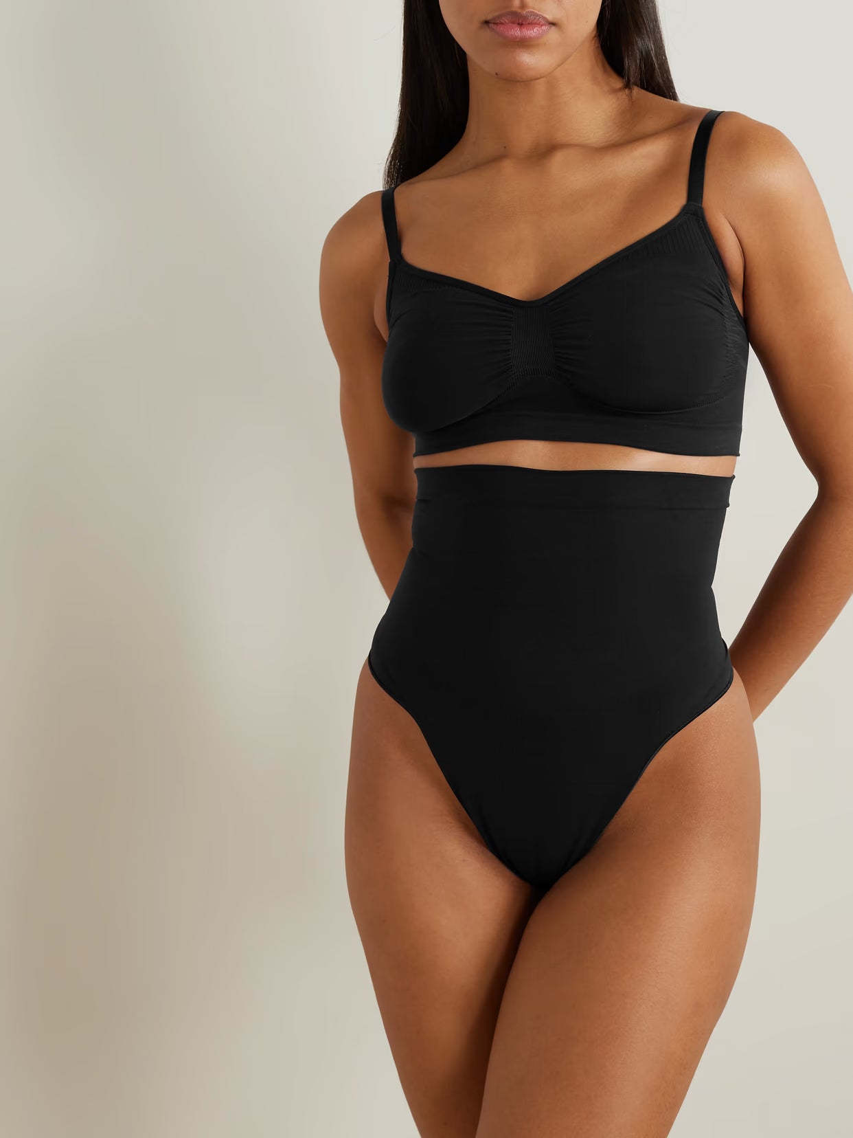 SKIMS - Seamless Sculpt High-waisted Thong - Onyx