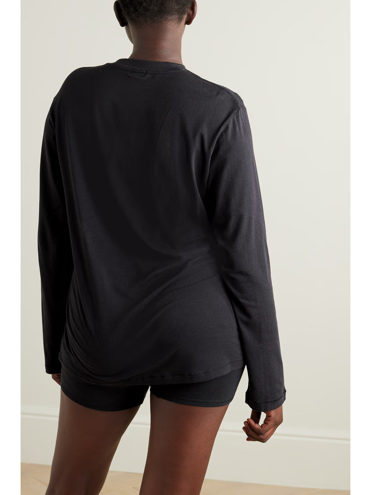 SKIMS - Boyfriend Stretch-modal And Cotton-blend Jersey T-shirt - Onyx