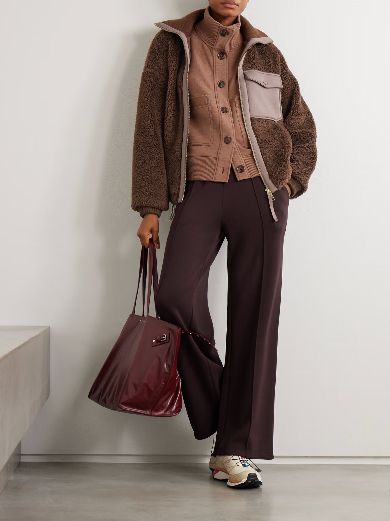 Varley - Lowell Doublesoft-trimmed Fleece Jacket - Brown