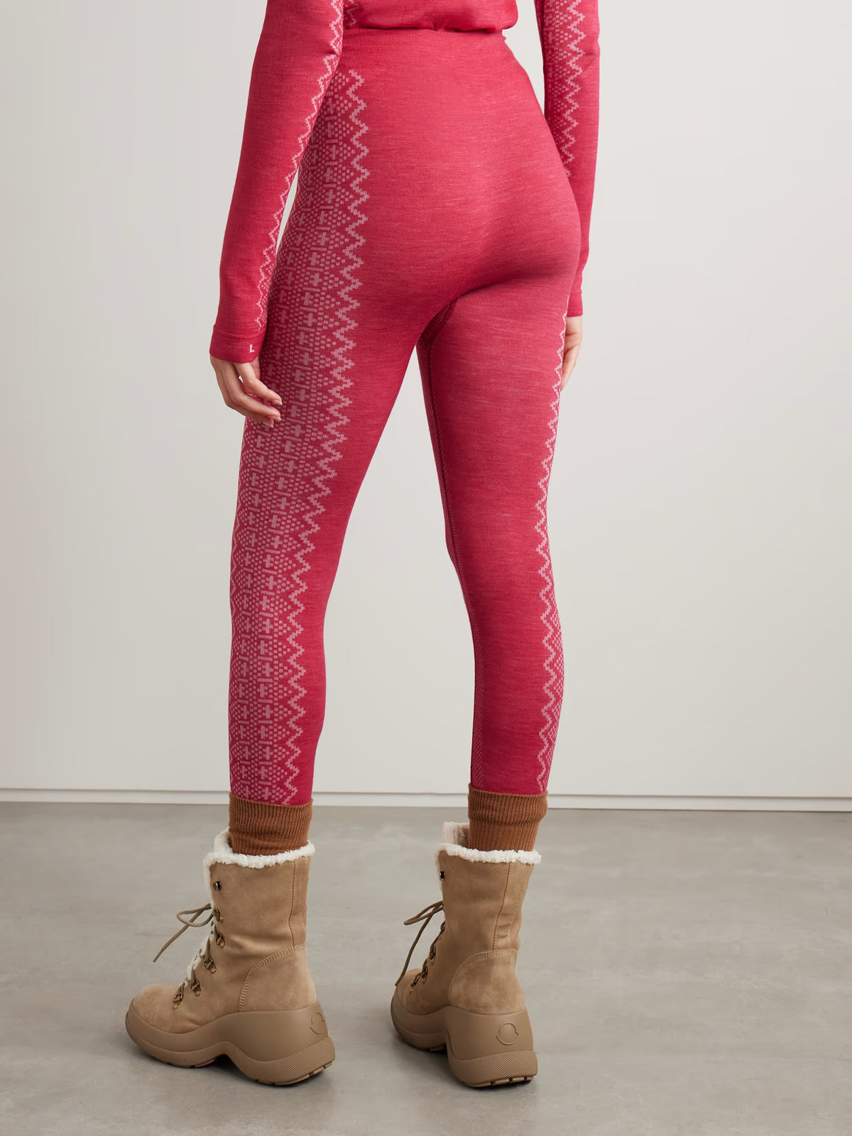 FALKE Ergonomic Sport System - Nordic Cropped Jacquard-knit Wool-blend Leggings - Red