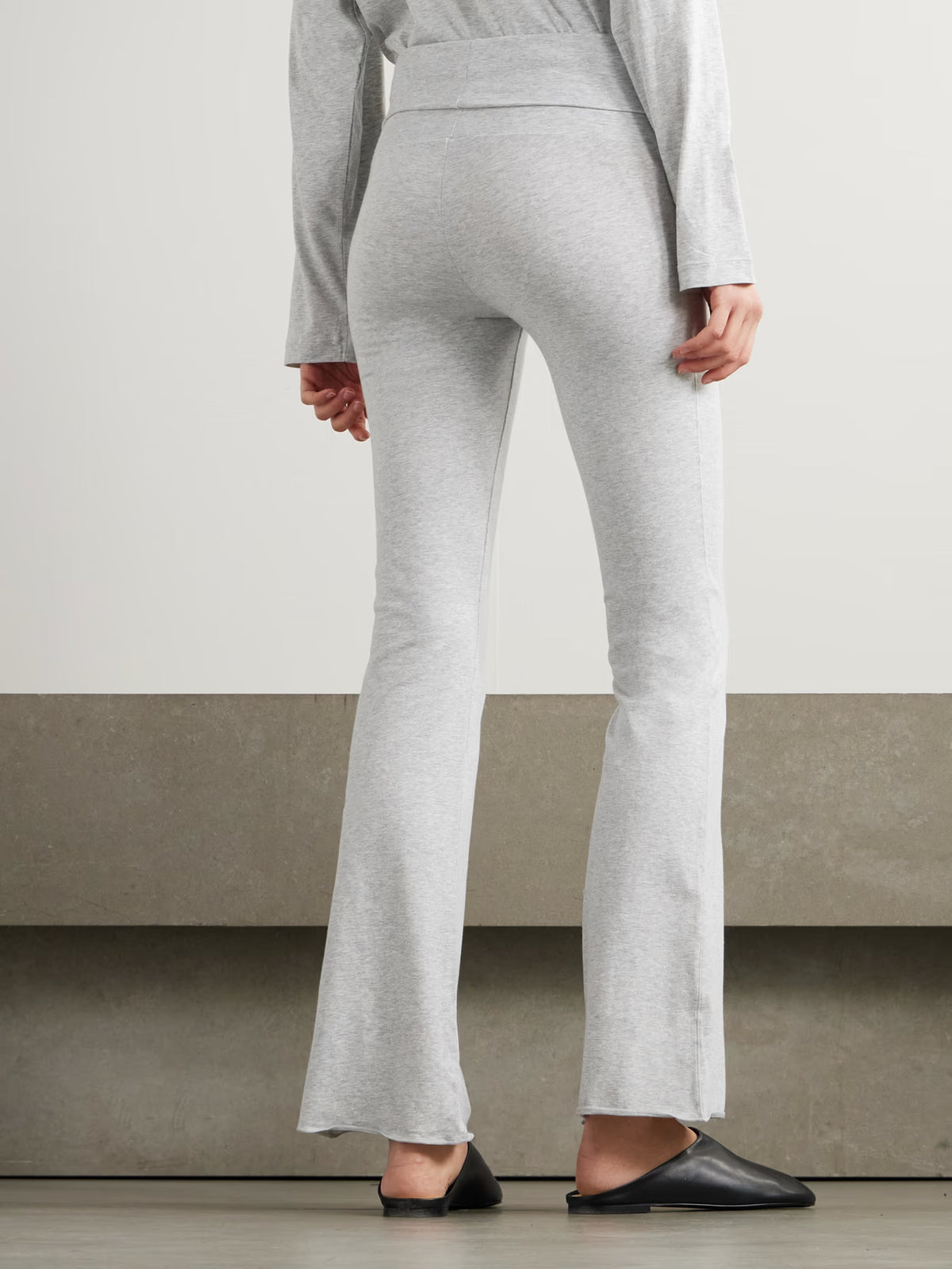 SKIMS - Stretch-cotton Jersey Foldover Pants - Light Heather Grey