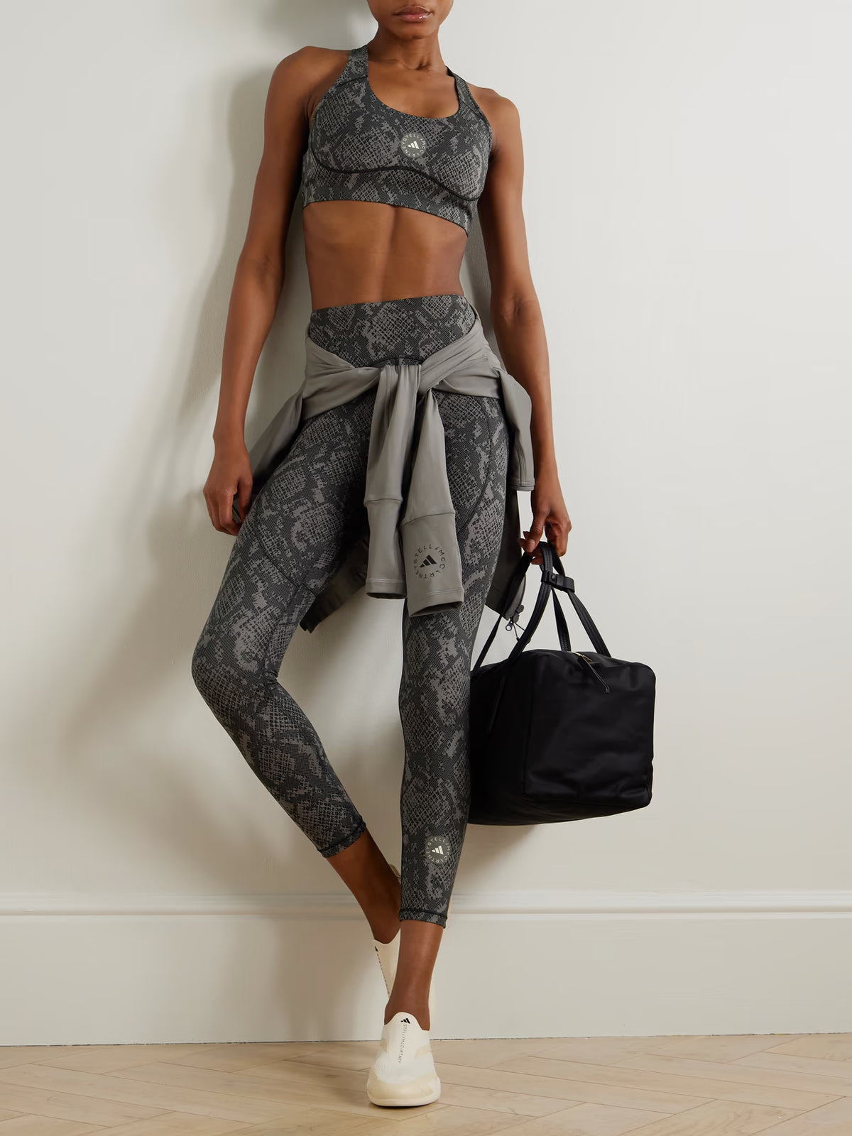 adidas by Stella McCartney - Power Impact Snake-print Recycled-stretch Sports Bra - Gray