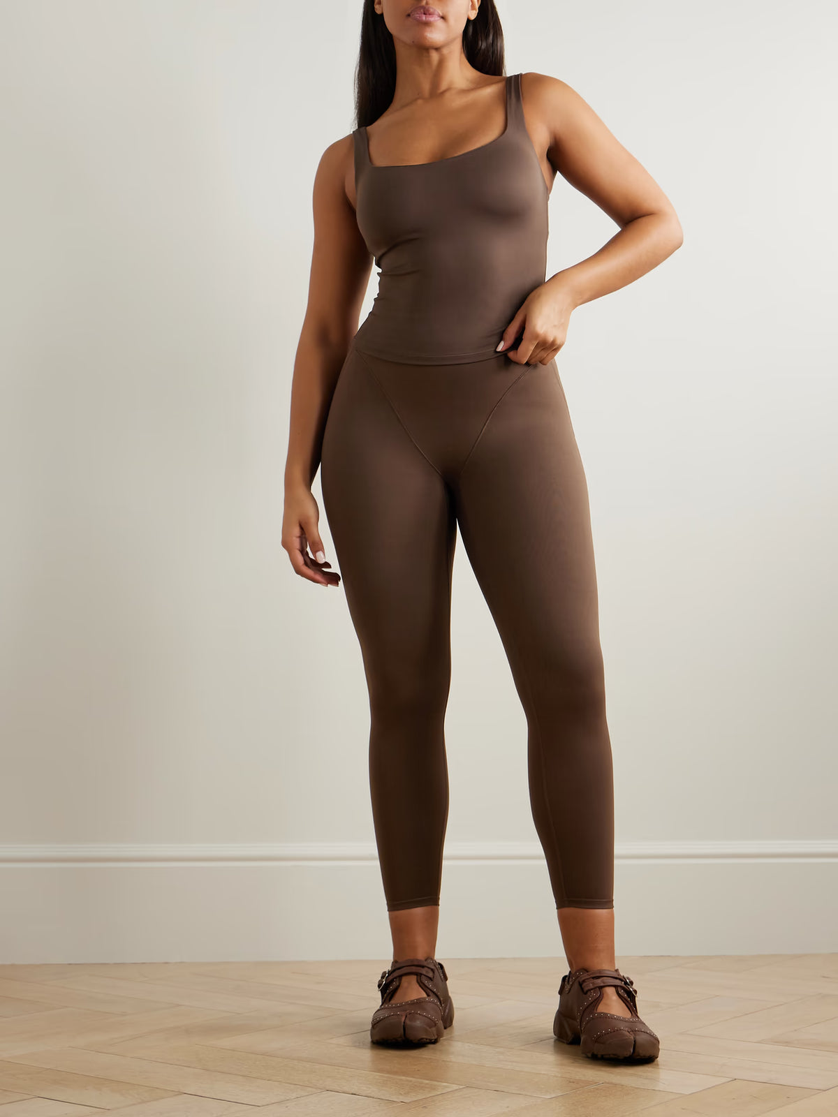SKIMS - + Nike Square Neck Tank - Dark Sepia