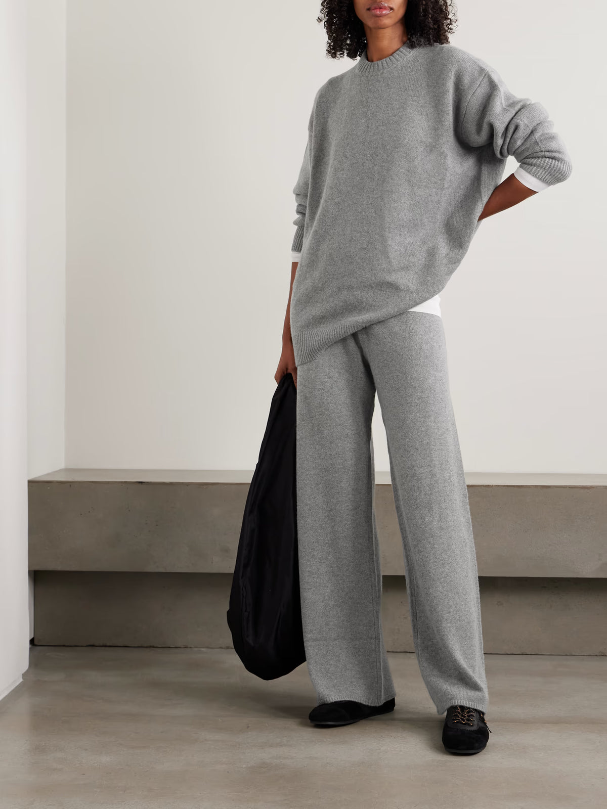 SKIMS - Cashmere Wide-leg Pants - Dark Heather Gray