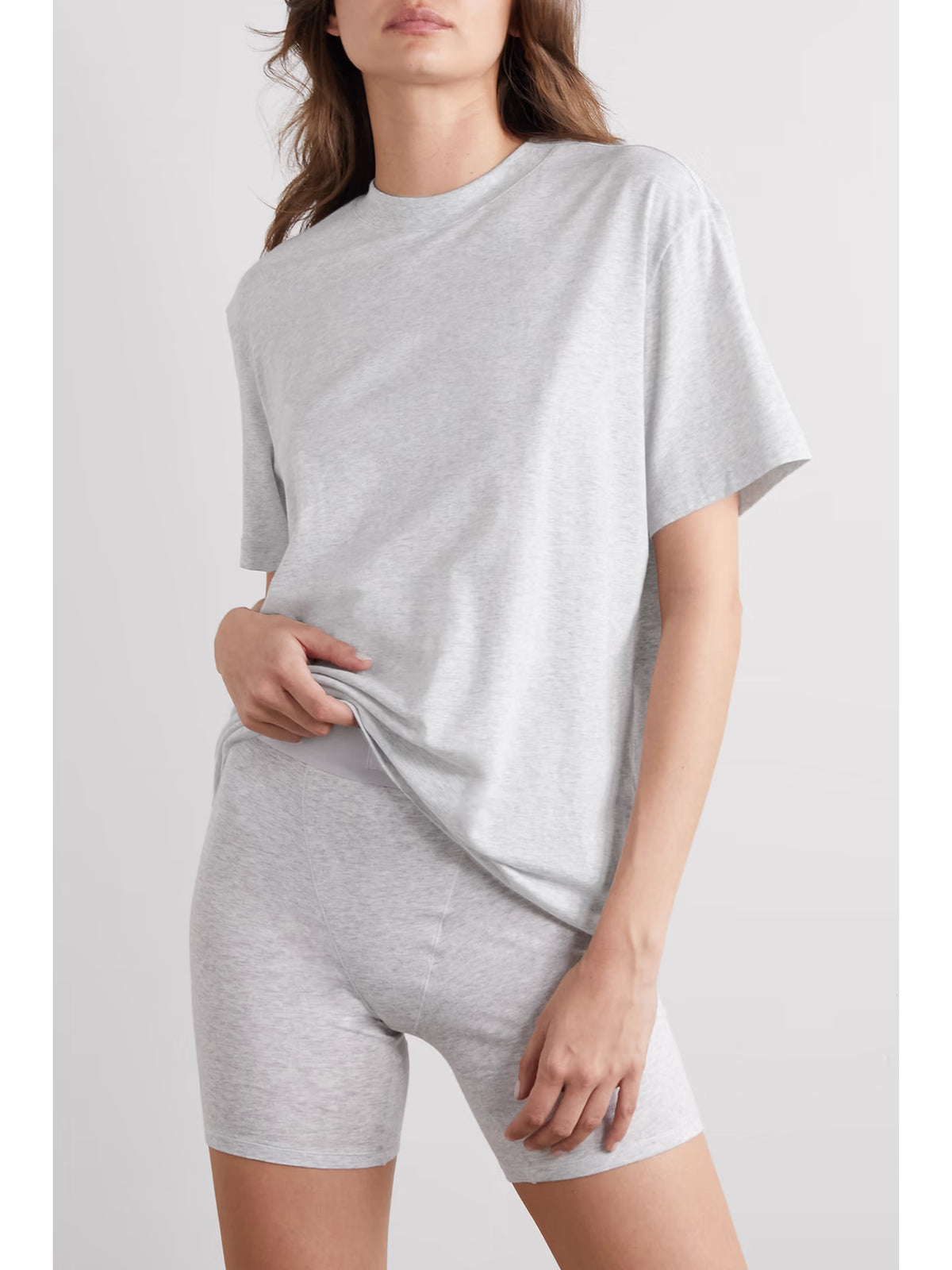 SKIMS - Boyfriend Stretch-jersey T-shirt - Light Heather Grey