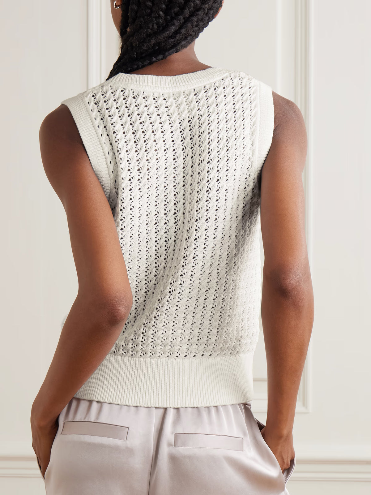 Varley - Ferns Open-knit Cotton Tank - White