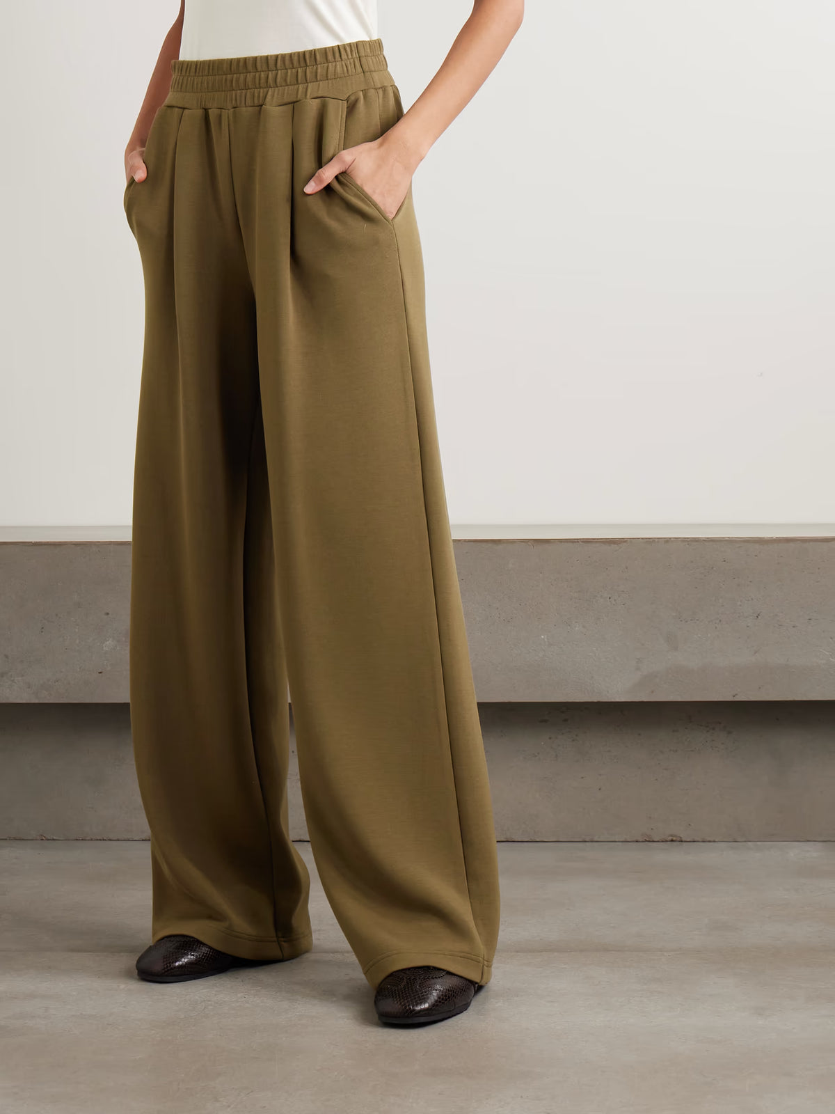 Varley - The Extra Wide Leg Pleated Doublesoft Wide-leg Pants - Green