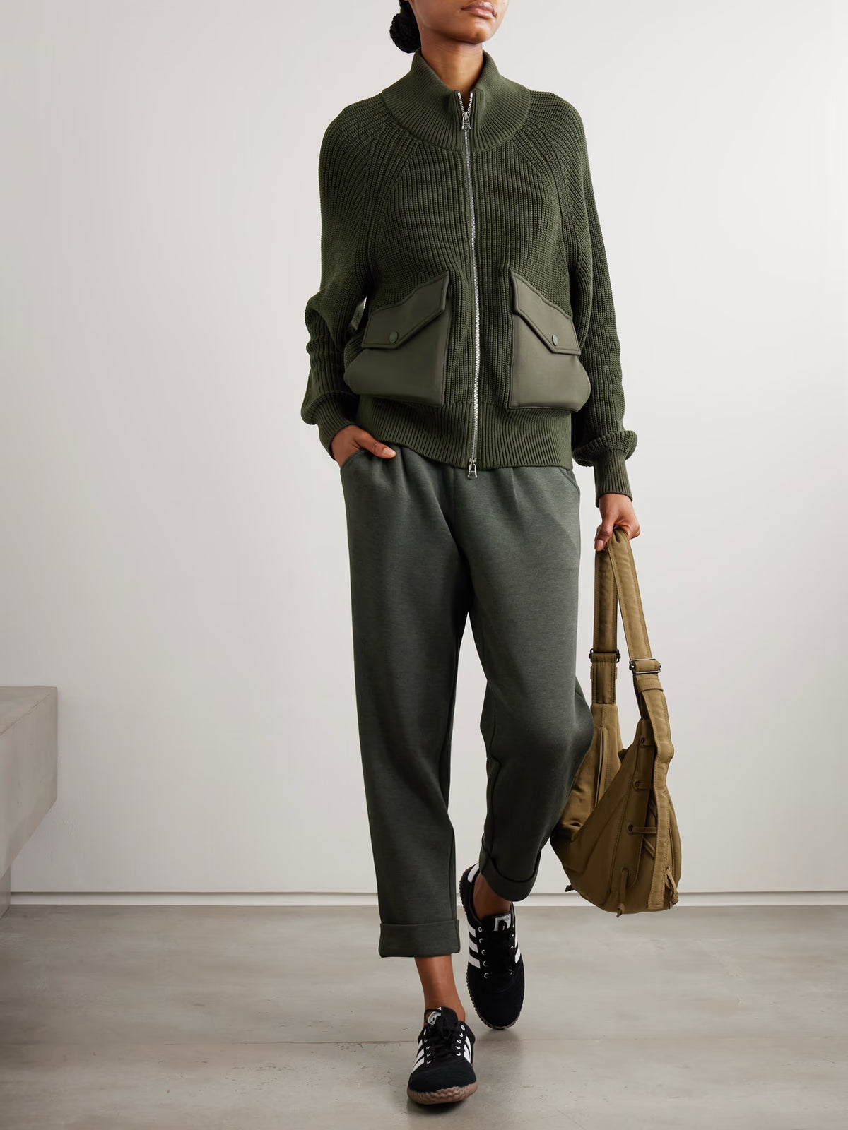 Varley - Tessa Doublesoft-trimmed Ribbed Cotton Cardigan - Green