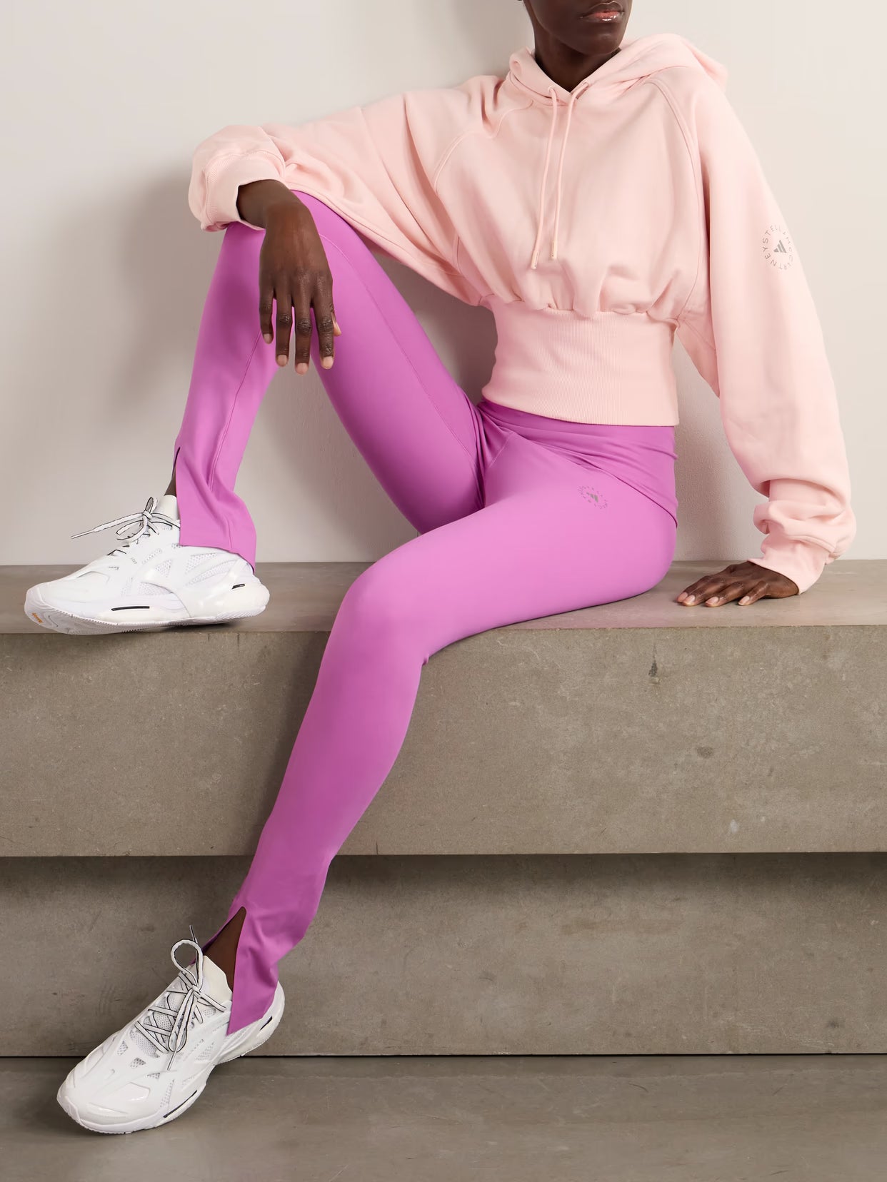 adidas by Stella McCartney - Truecasuals Cropped Cotton-jersey Hoodie - Pink
