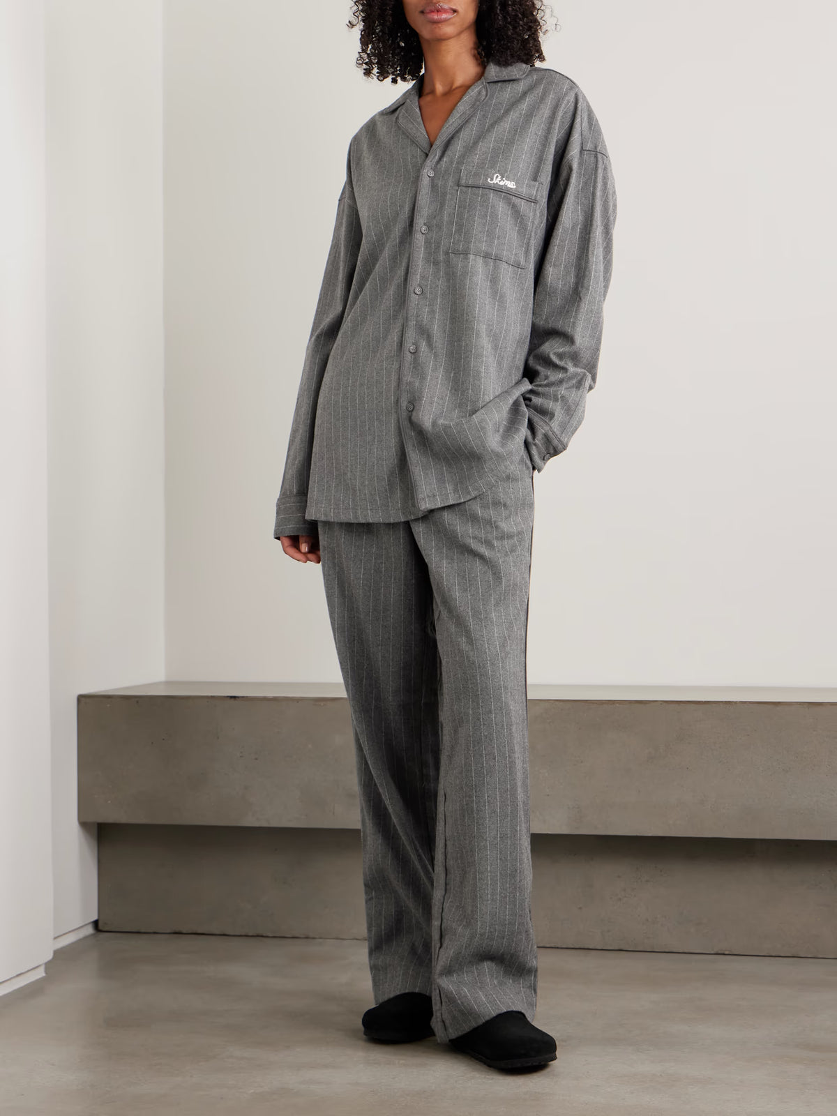 SKIMS - Flannel Sleep Set - Heather Gray Stripe