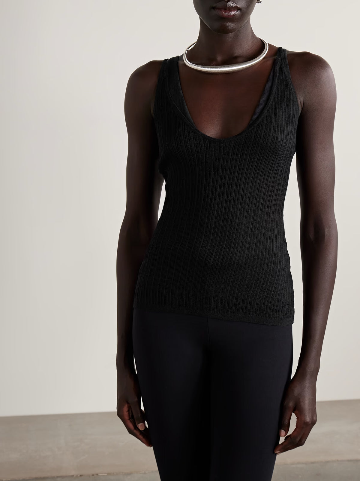 SKIMS - Sheer Knit Plunge Tank - Onyx