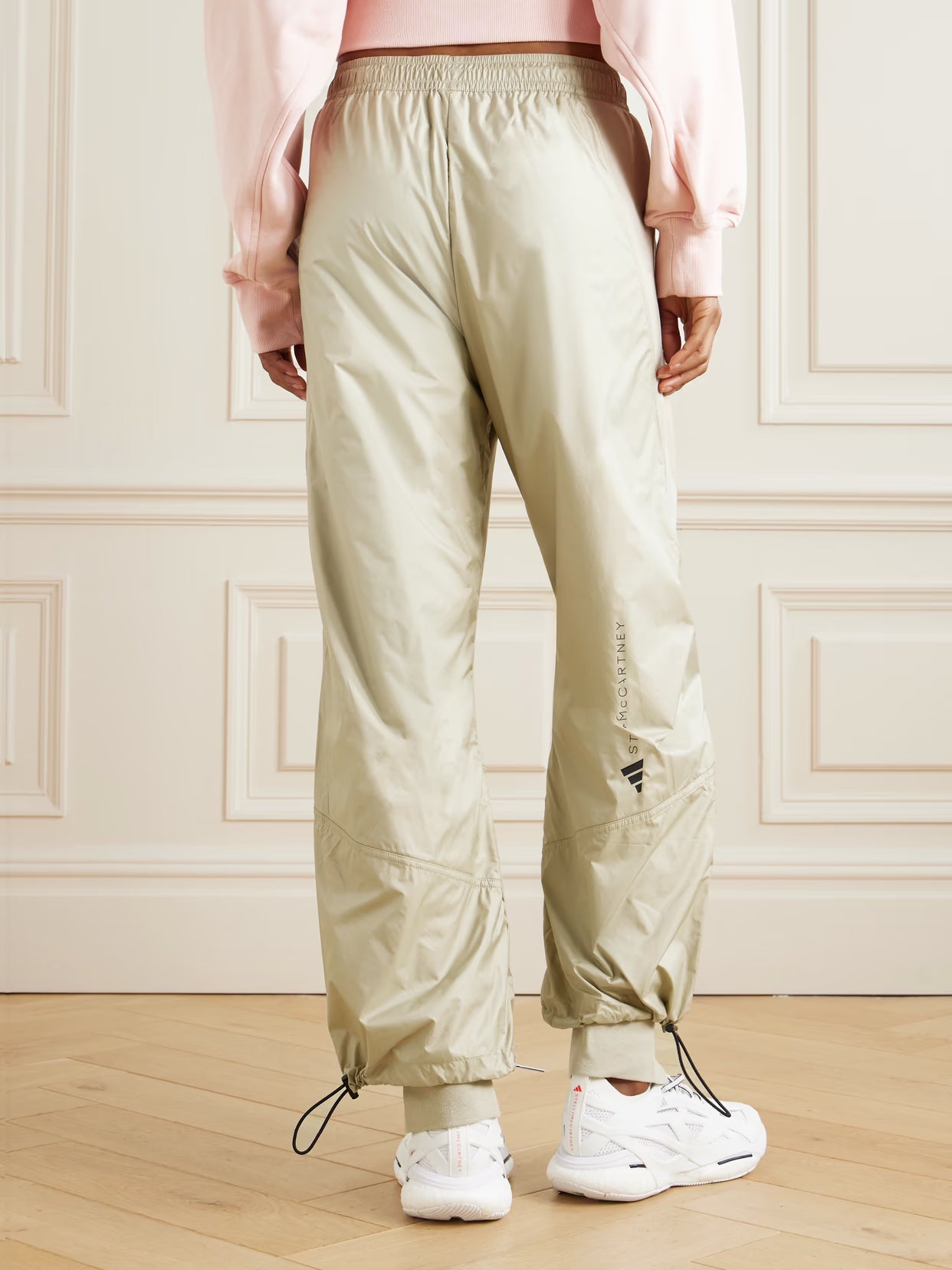 adidas by Stella McCartney - Truecasuals Shell-paneled Organic Cotton-blend Fleece Track Pants - Neutrals