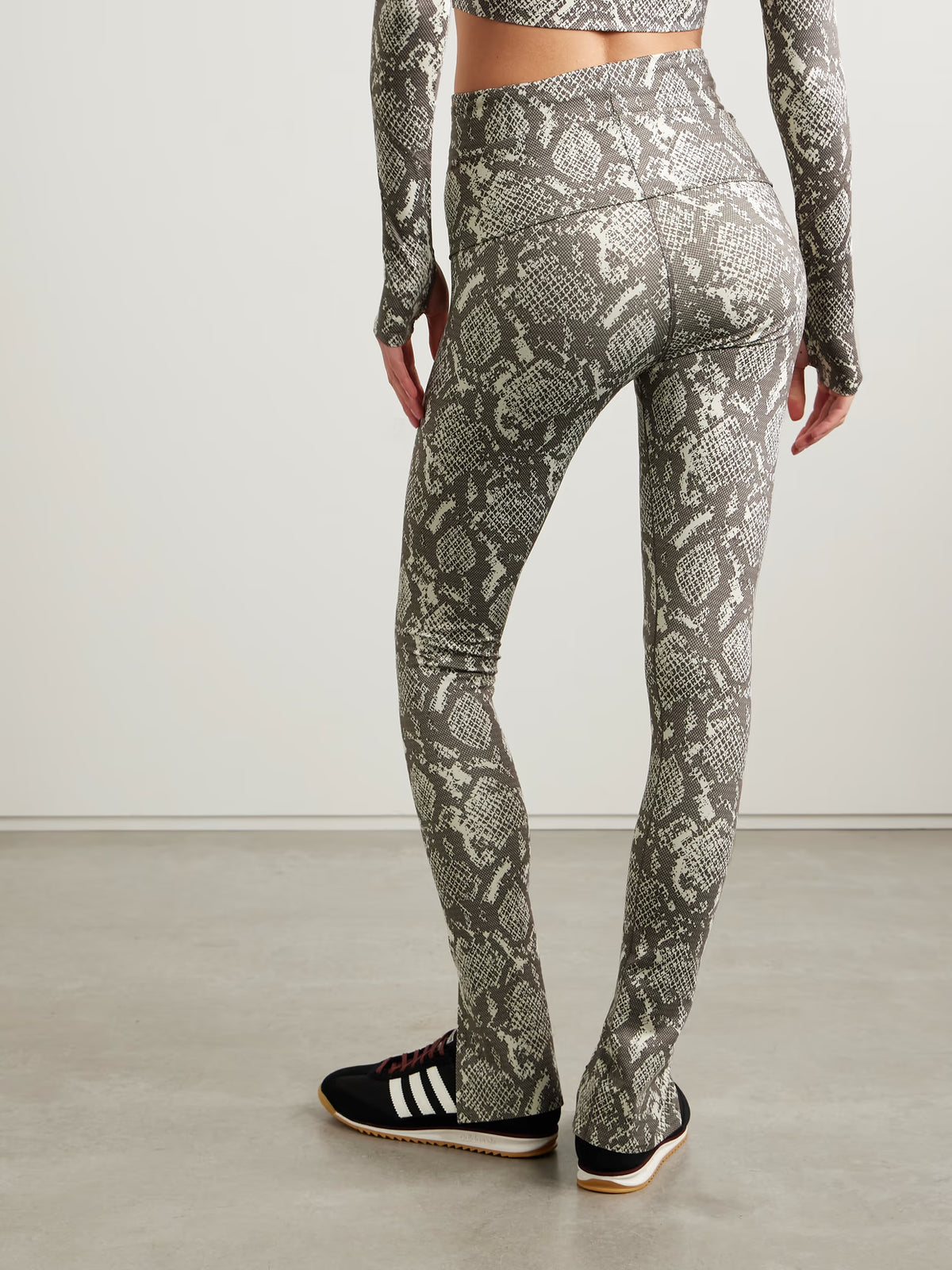 adidas by Stella McCartney - Snake-print Recycled-stretch Leggings - Gray