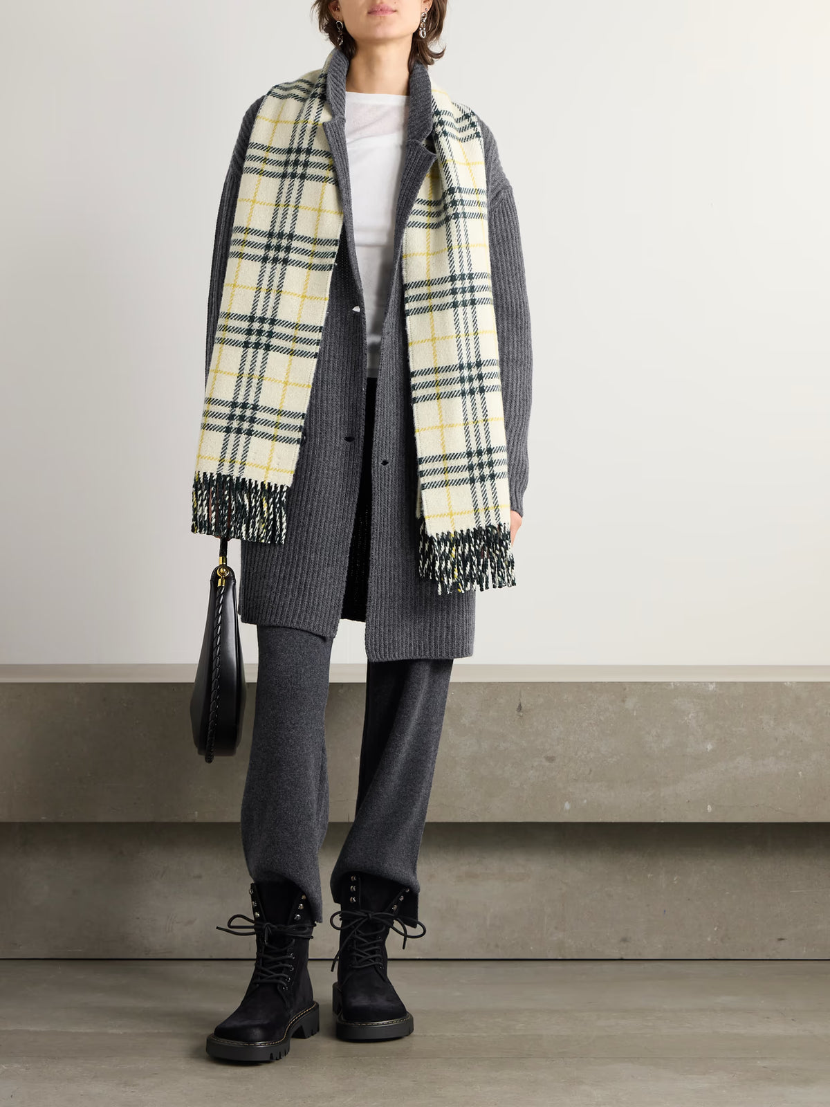 FALKE Ergonomic Sport System - Double-breasted Ribbed Wool Cardigan - Gray