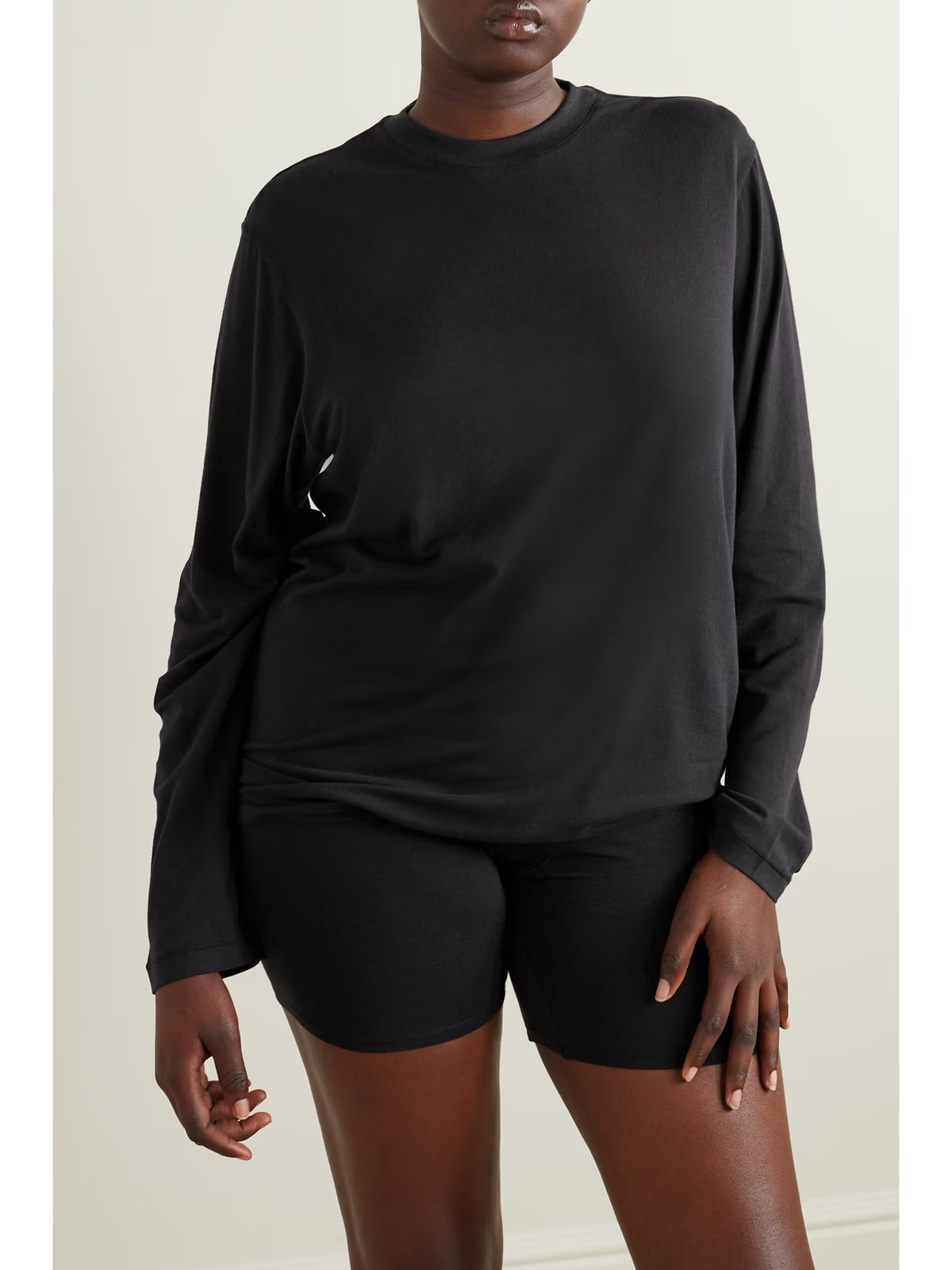 SKIMS - Boyfriend Stretch-modal And Cotton-blend Jersey T-shirt - Onyx