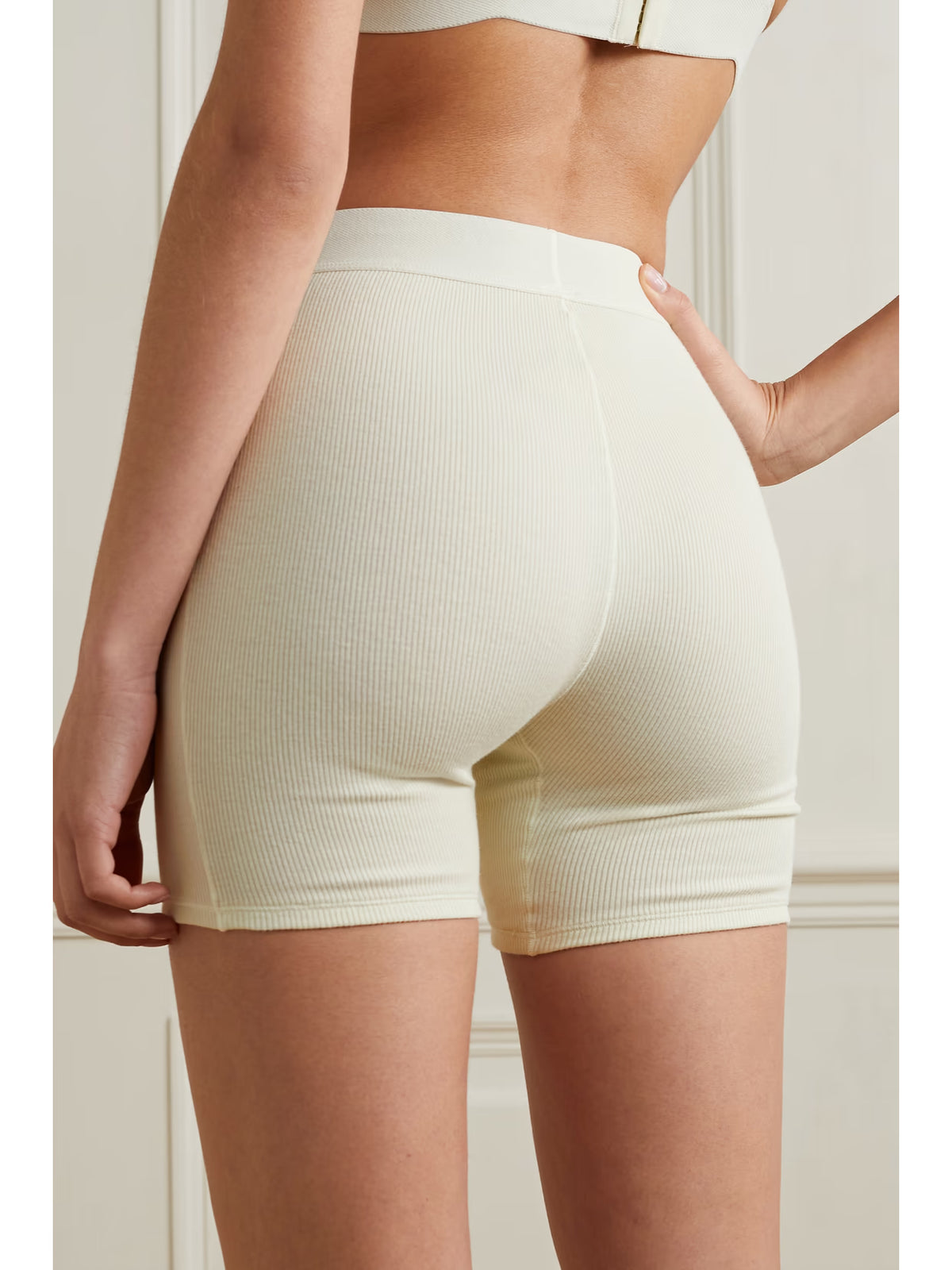 SKIMS - Cotton Collection Ribbed Cotton-blend Jersey Boxer Shorts - Bone