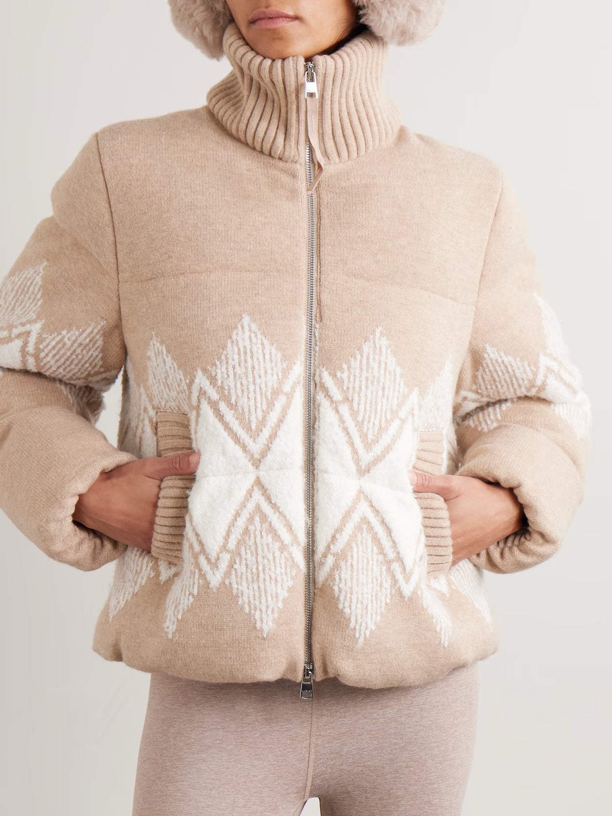 Varley - Belinda Padded Fair Isle Knitted Jacket - Brown
