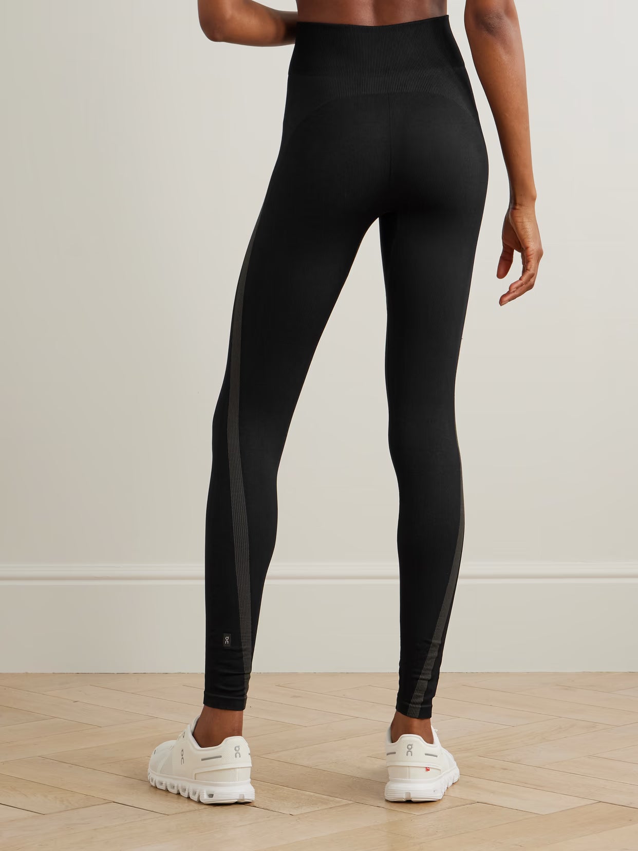 ON - Studio Striped Ribbed Stretch Recycled Leggings - Black