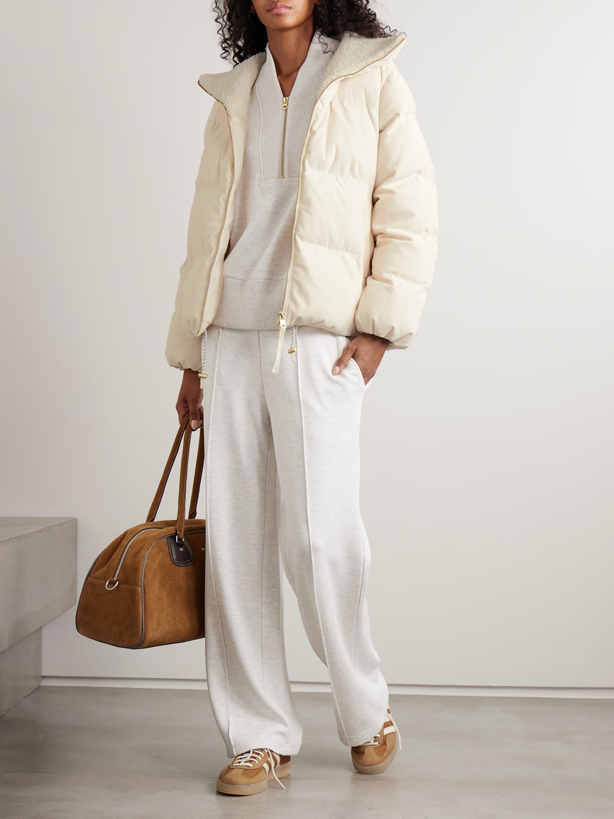 Varley - Brackley Fleece-trimmed Corduroy Jacket - Cream