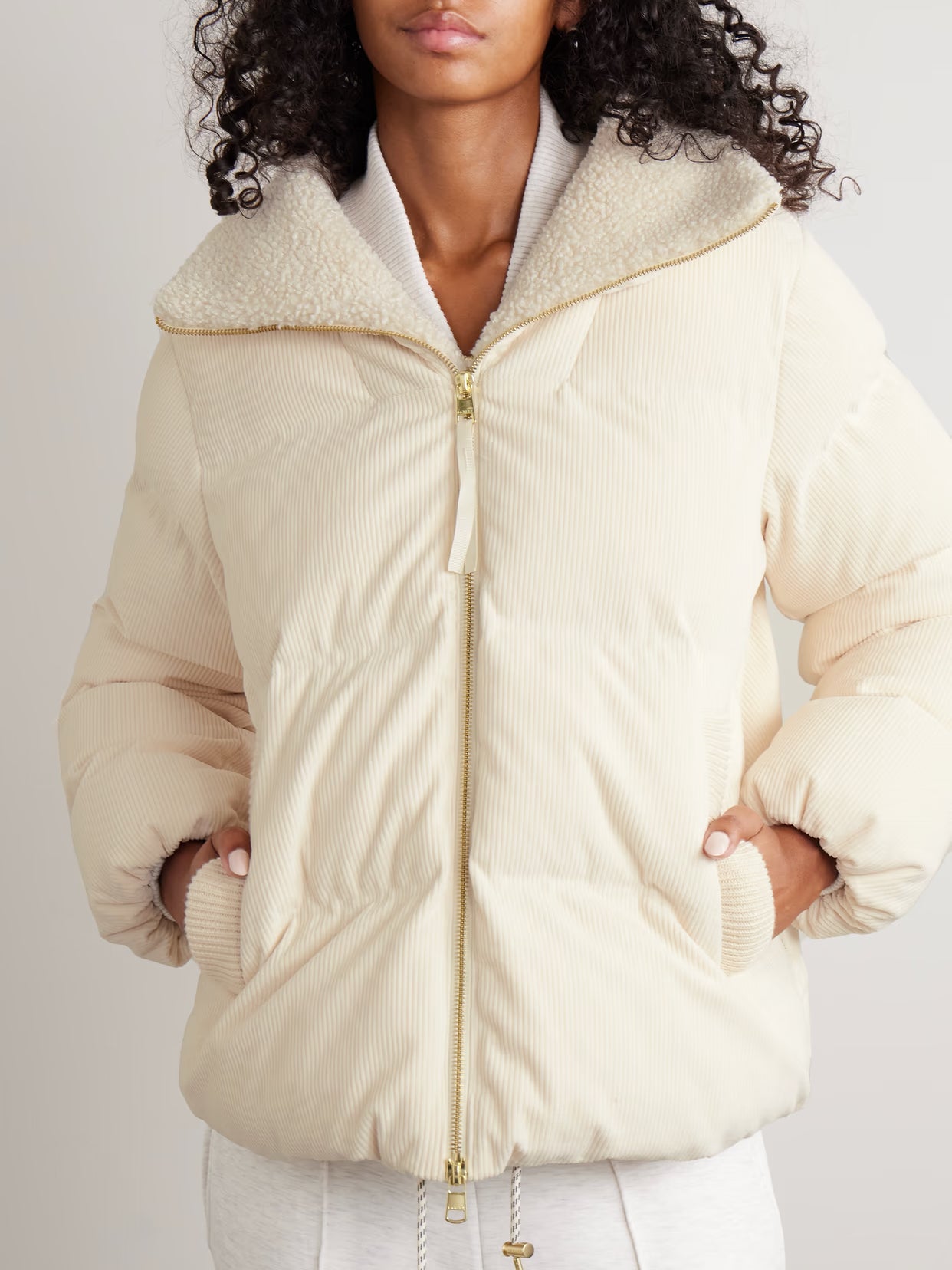 Varley - Brackley Fleece-trimmed Corduroy Jacket - Cream