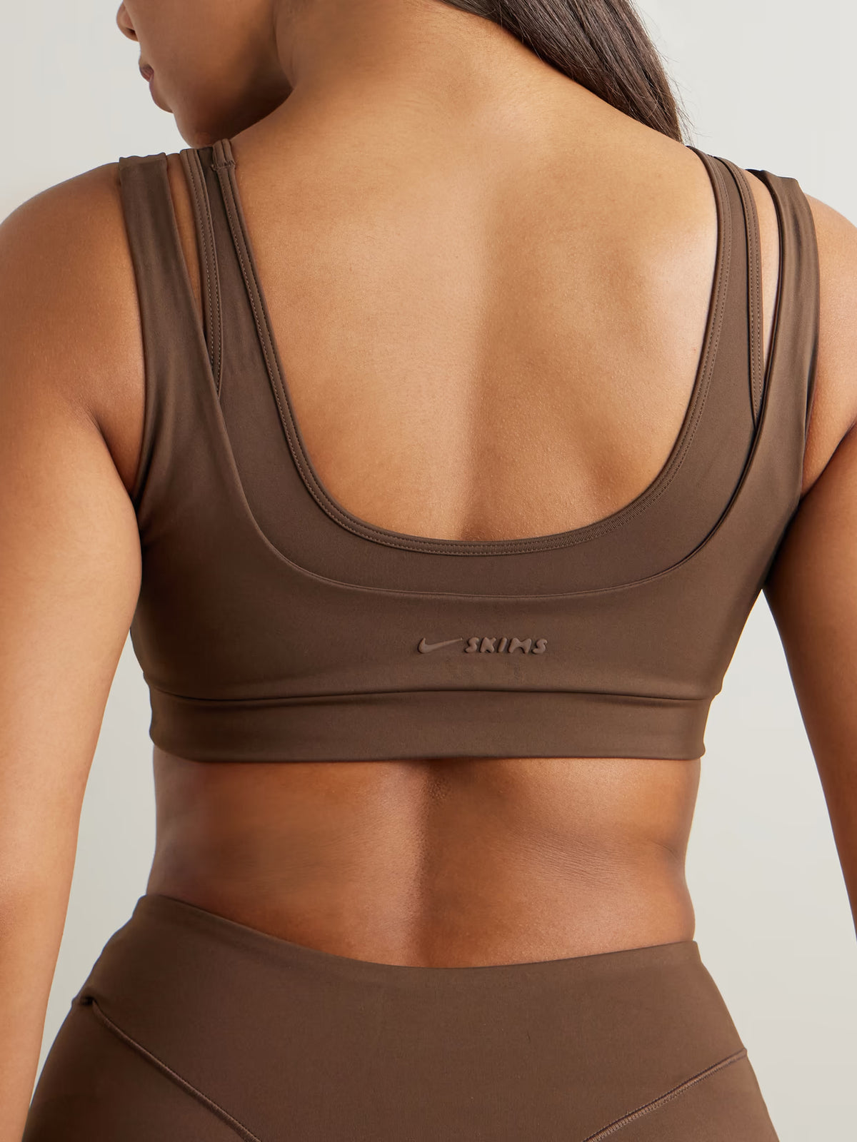 SKIMS - + Nike Double Strap Scoop Bra - Dark Sepia