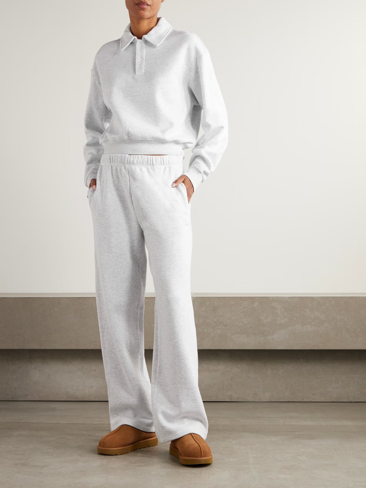 SKIMS - Classic Cotton-blend Jersey Straight-leg Pants - Light Heather Gray