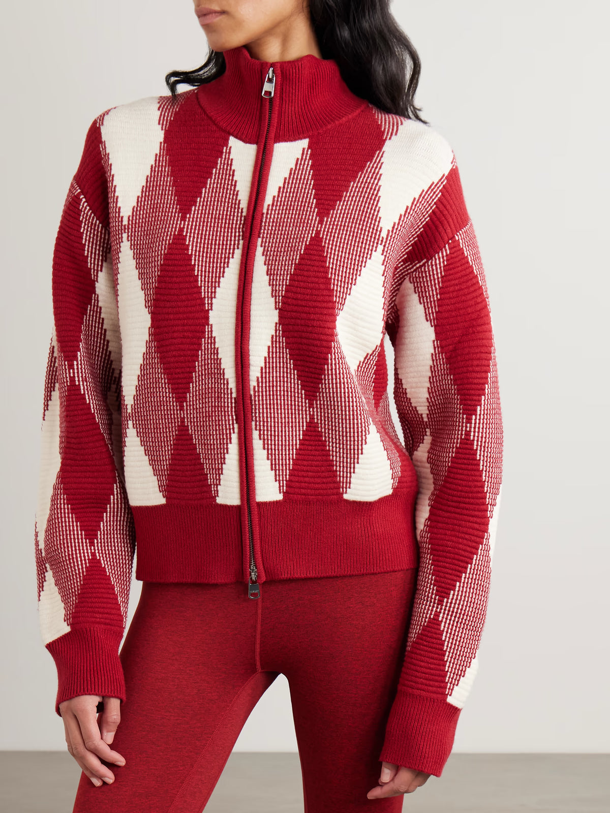 Varley - Karina Jacquard-knit Cardigan - Red