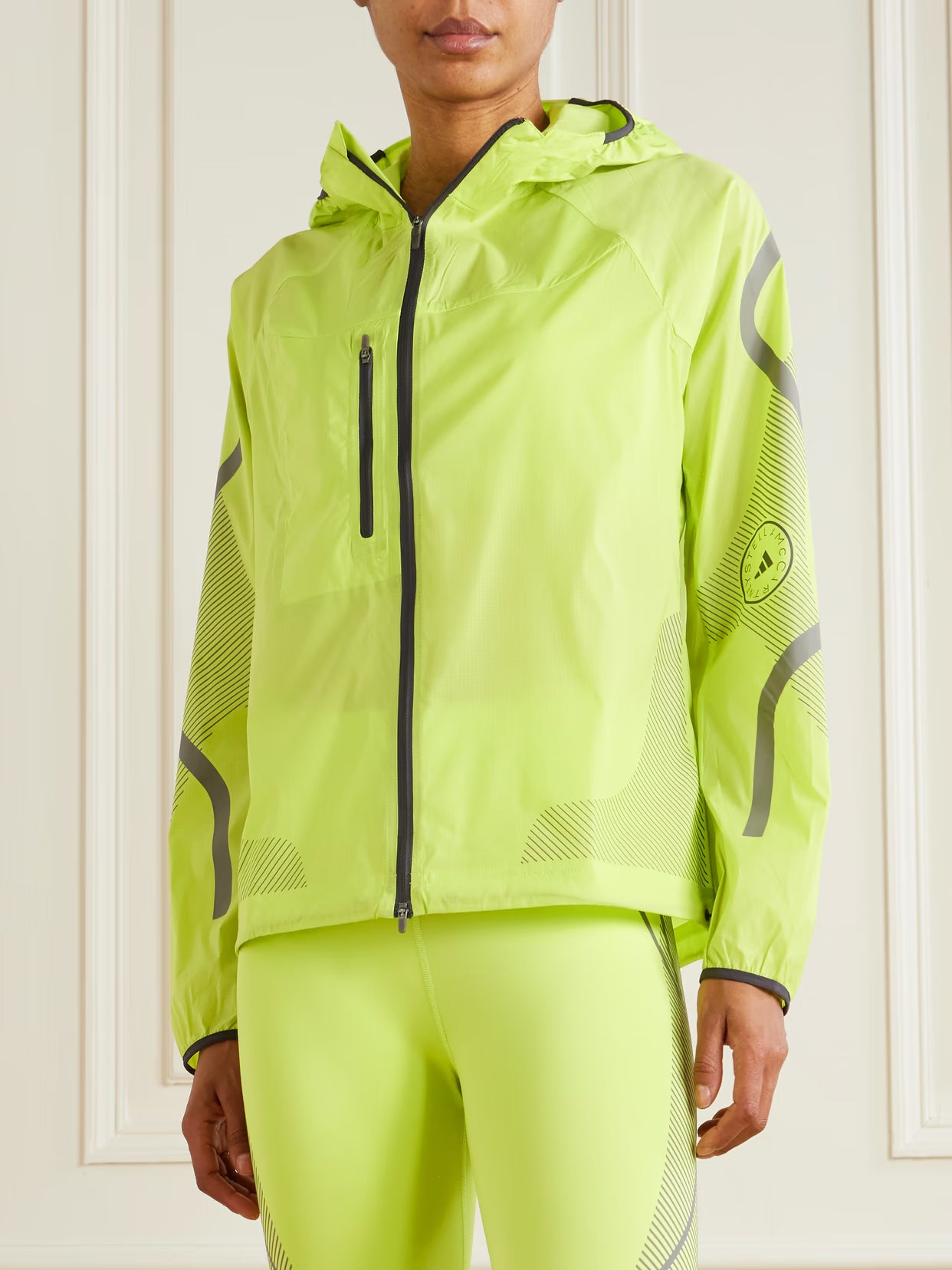 adidas by Stella McCartney - Truepace Hooded Neon Recycled-shell Track Jacket - Green