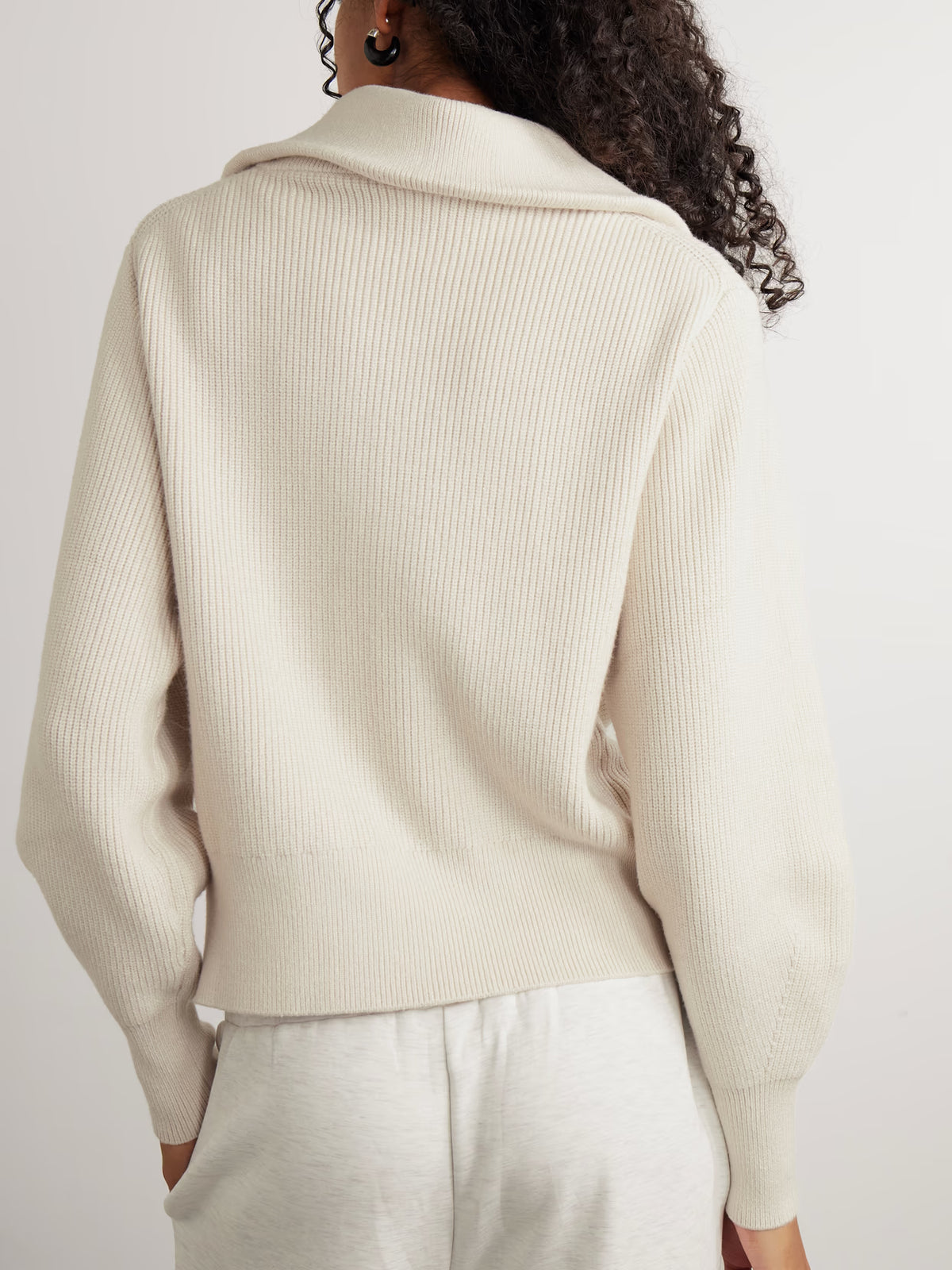 Varley - Enrico Ribbed-knit Turtleneck Cardigan - Cream