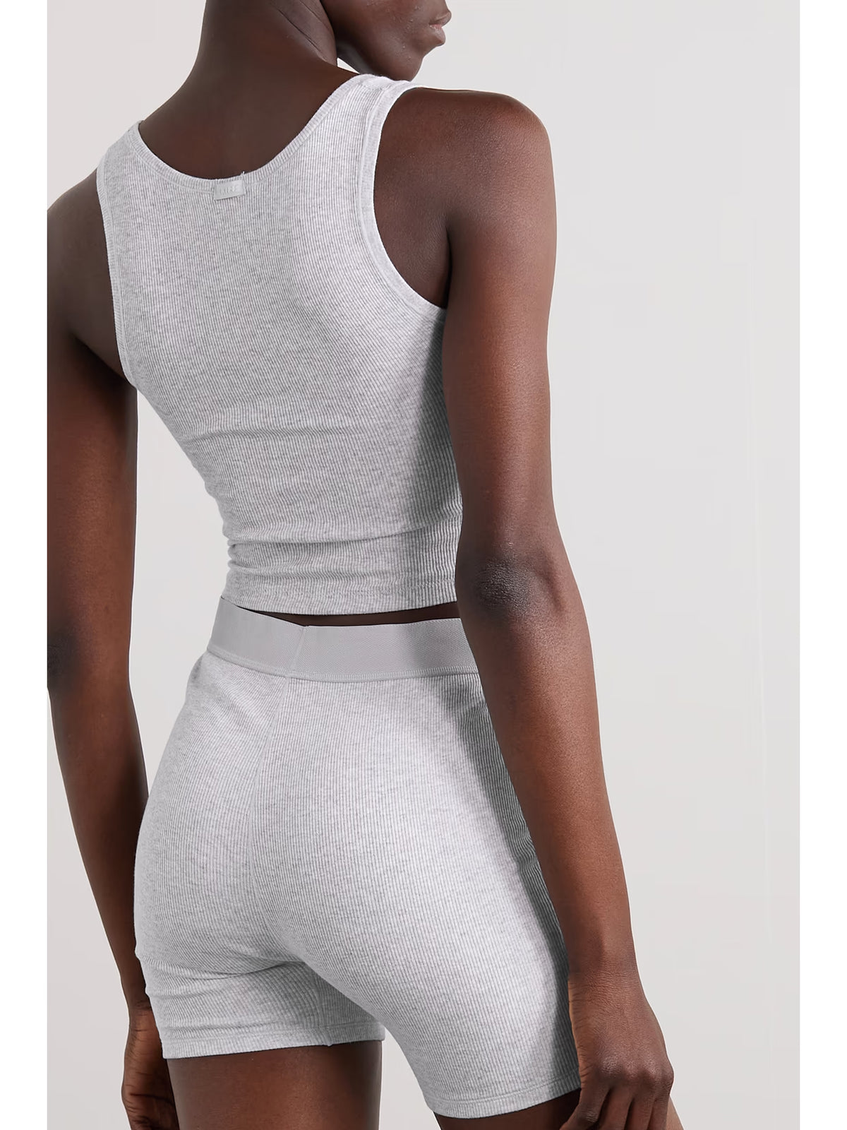 SKIMS - Ribbed Cotton-blend Jersey Tank - Light Heather Grey