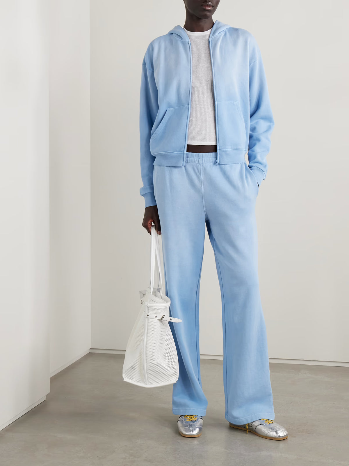 SKIMS - French Terry Low Rise Straight Leg Pants - Blue Bell