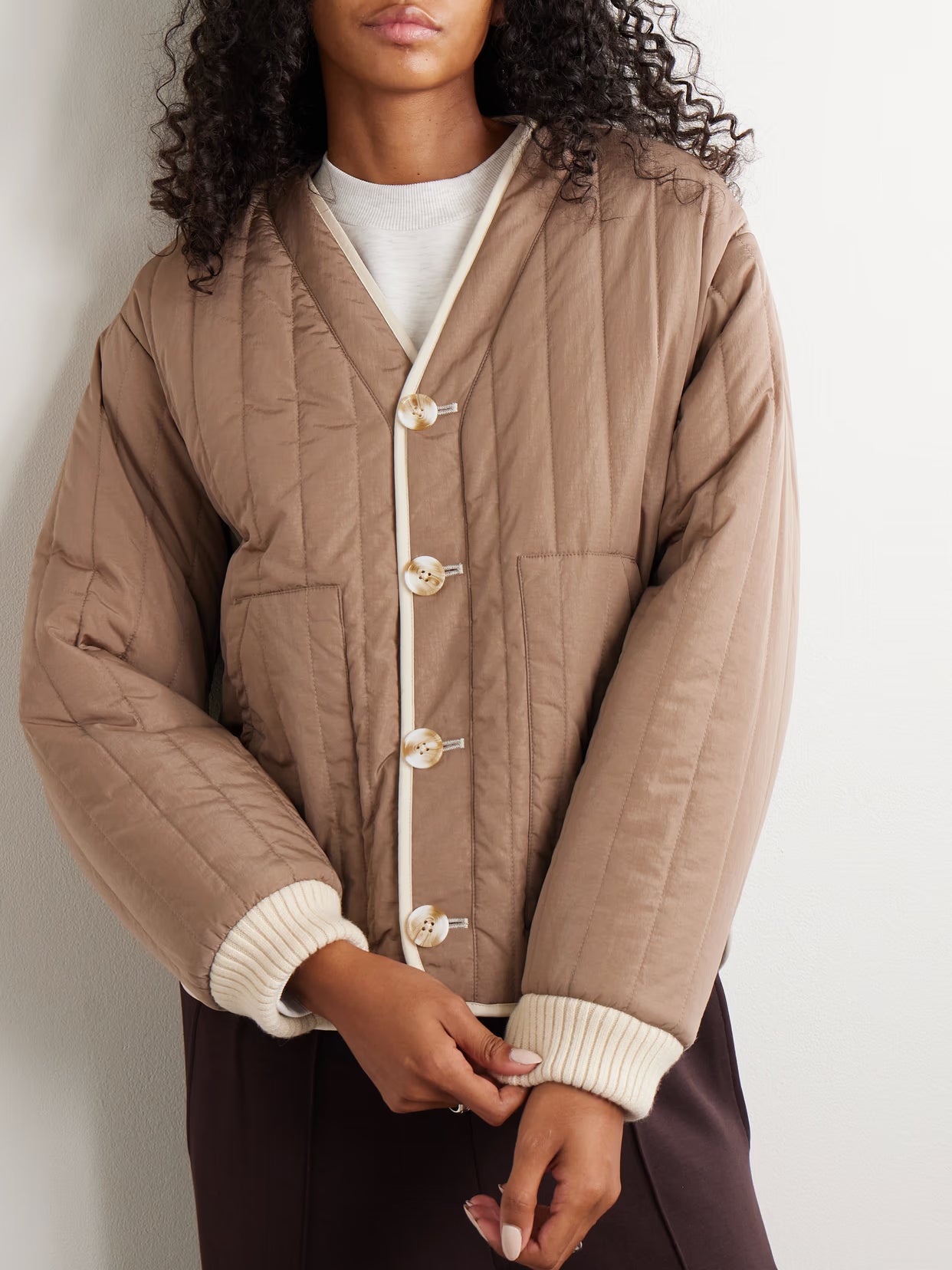 Varley - Drew Reversible Fleece And Quilted Shell Jacket - Brown