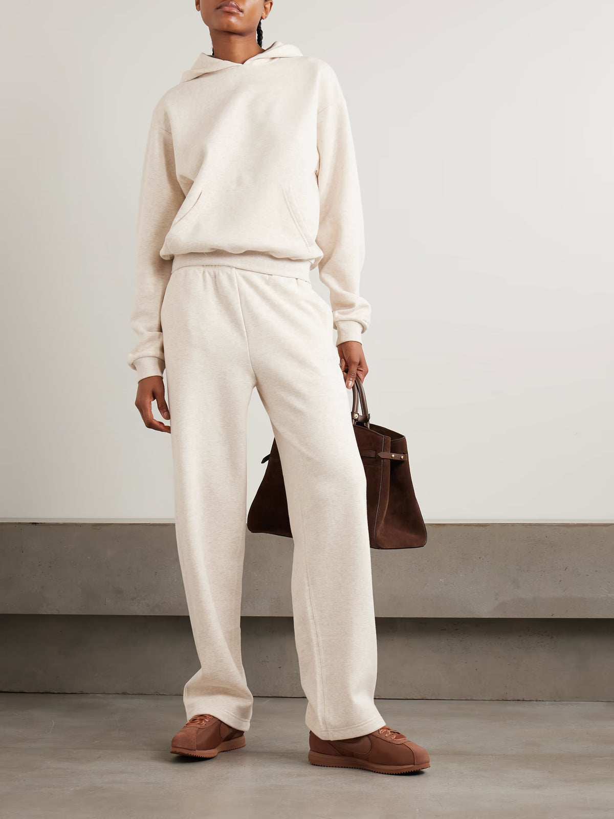 SKIMS - Classic Cotton-blend Jersey Straight-leg Pants - Oatmeal Heather