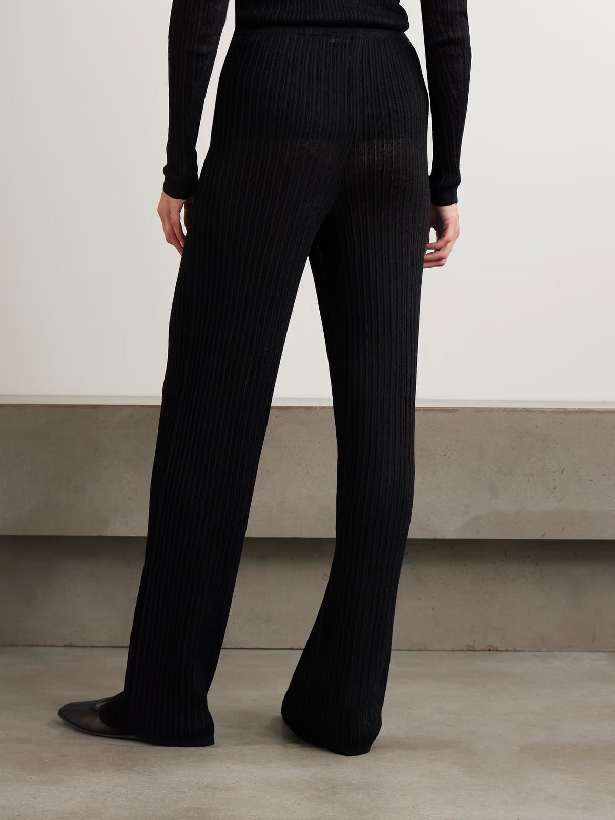 SKIMS - Ribbed-knit Wide-leg Pants - Onyx