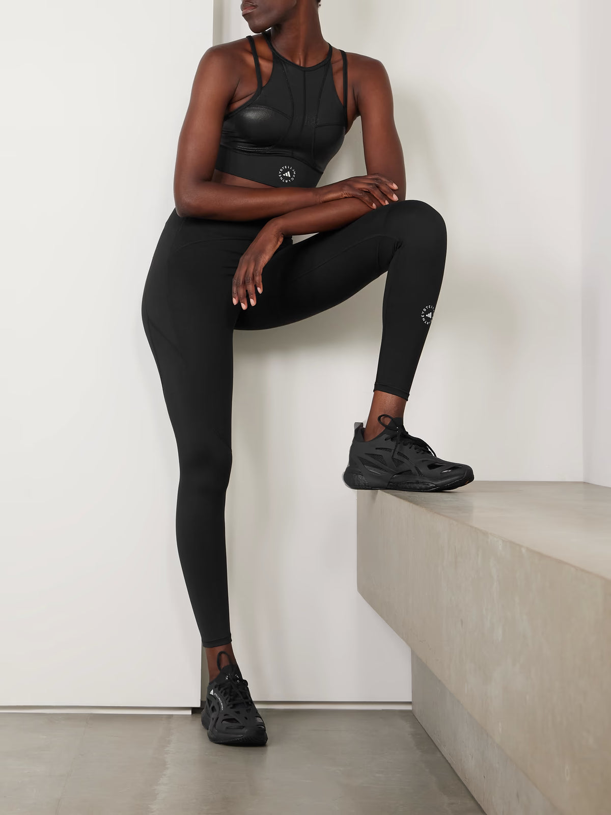 adidas by Stella McCartney - Printed Recycled Sports Bra - Black