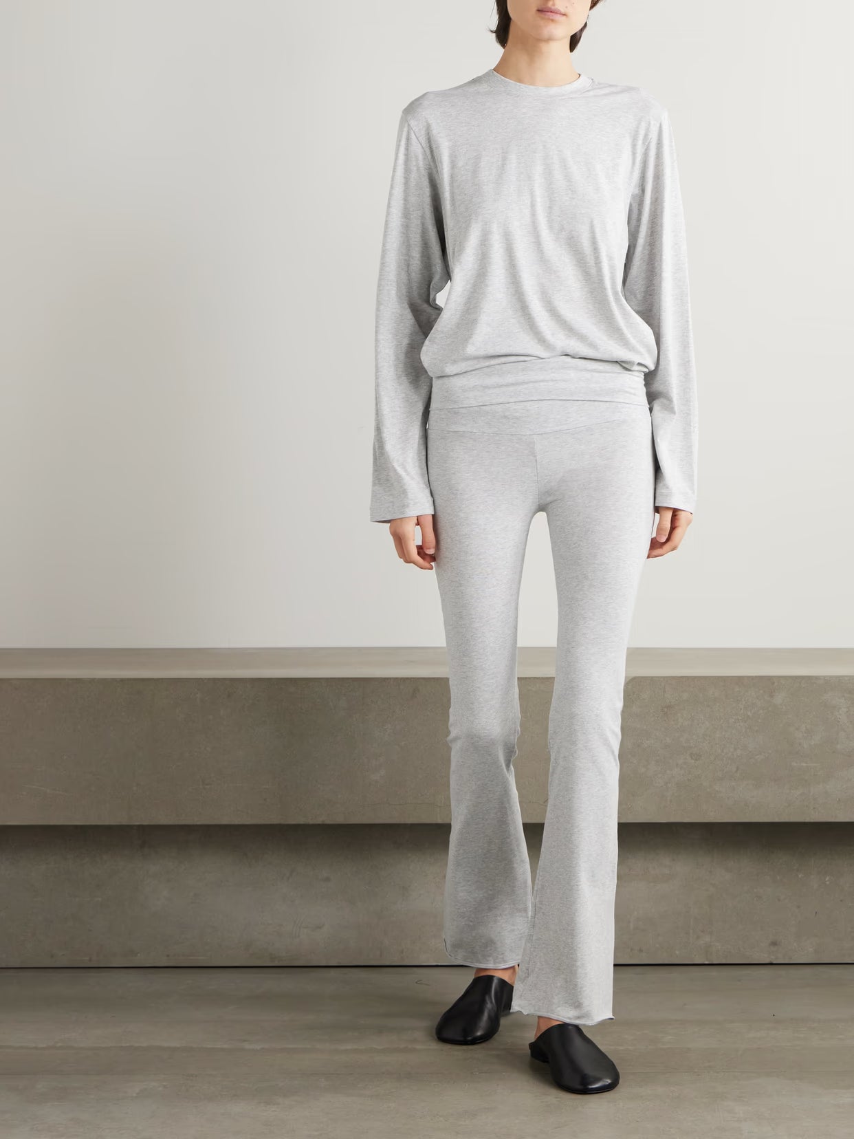 SKIMS - Stretch-cotton Jersey Foldover Pants - Light Heather Grey