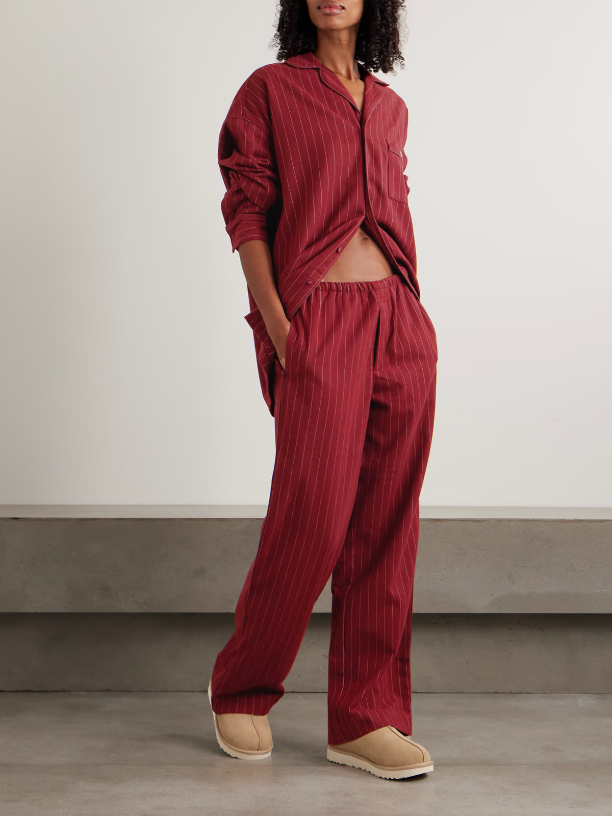 SKIMS - Flannel Sleep Set - Merlot Stripe