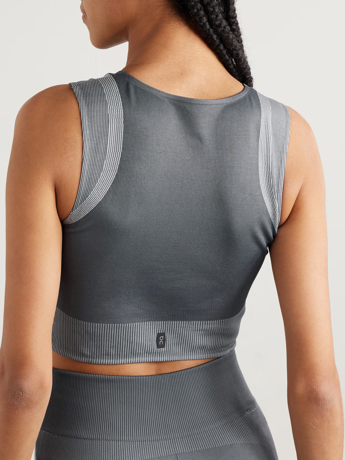 ON - Studio Cropped Ribbed Stretch Recycled Tank - Gray