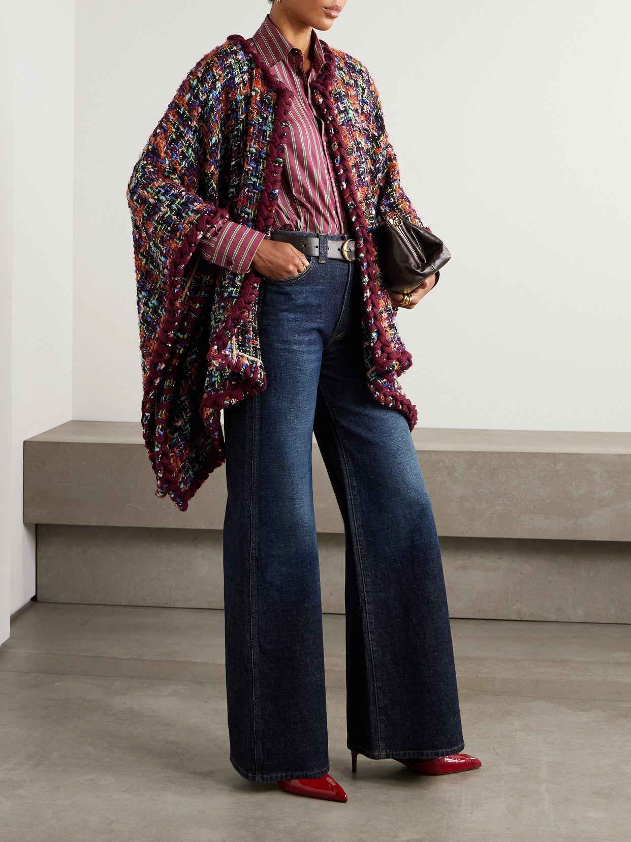 Etro - Tweed Poncho - Brown